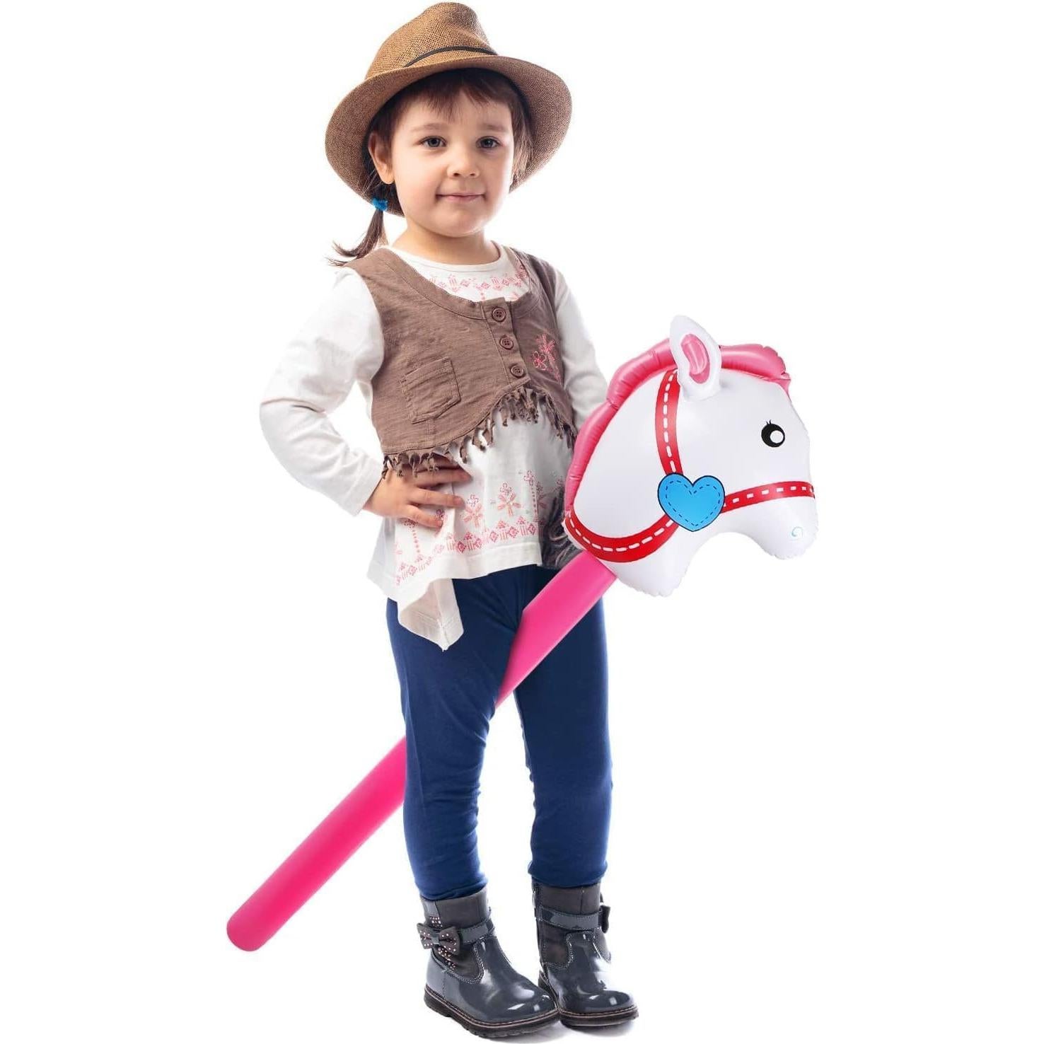 4 Palos Inflables de Caballo Rosa con Bomba TOSAMZOO 94 cm