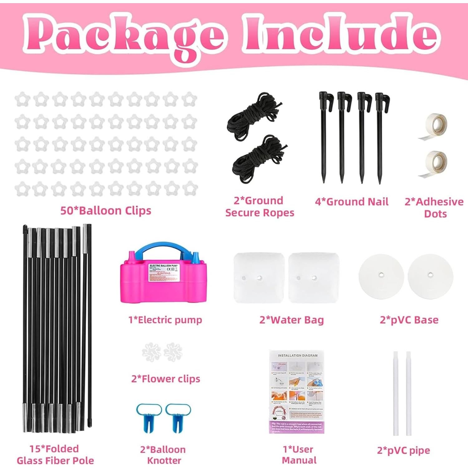 Kit de Arco de Globos con Bomba Eléctrica Voircoloria