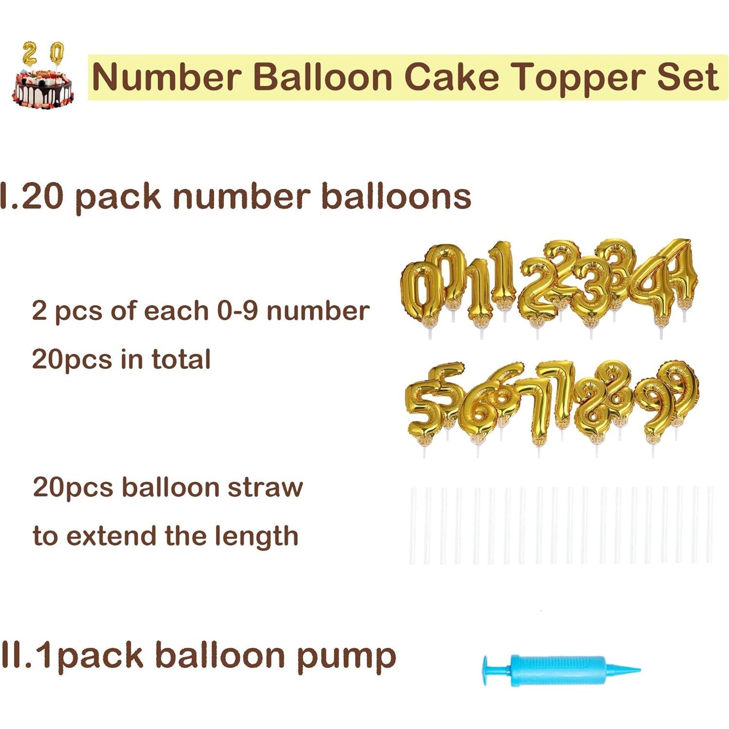 Toppers de pastel mini números dorados Goldtop con bomba