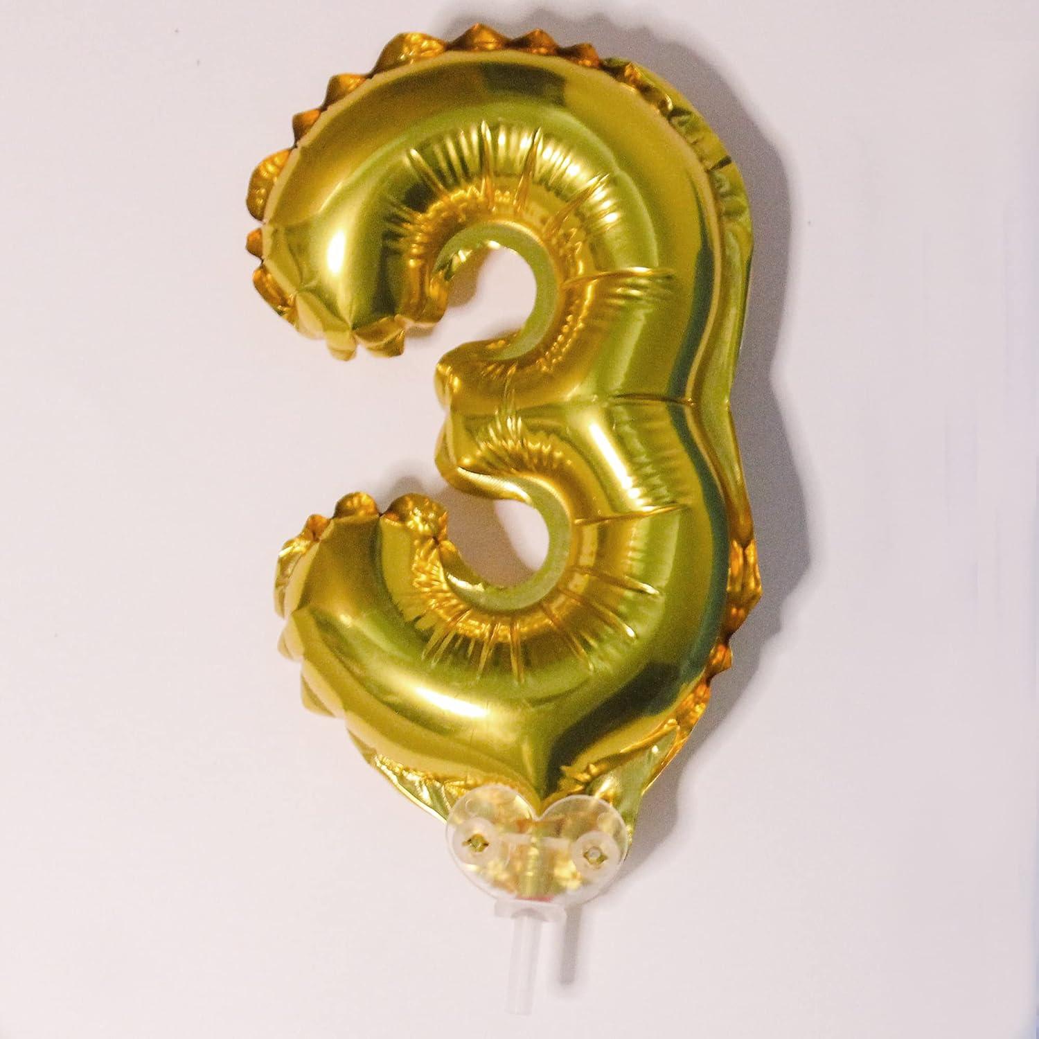 Toppers de pastel mini números dorados Goldtop con bomba