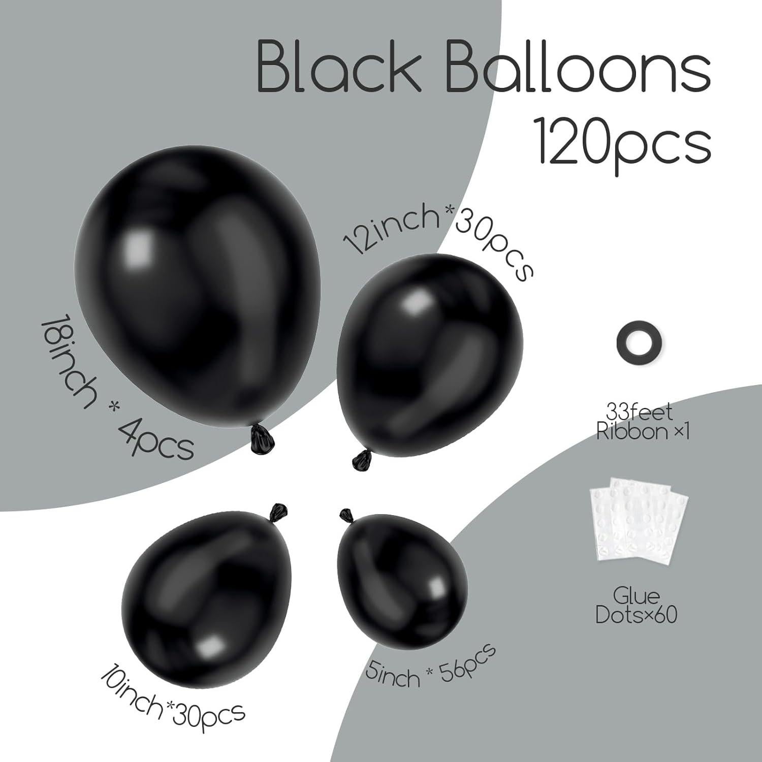 Kit de Arco de Globos Negros 120pcs - Decoración Fiesta Cumpleaños