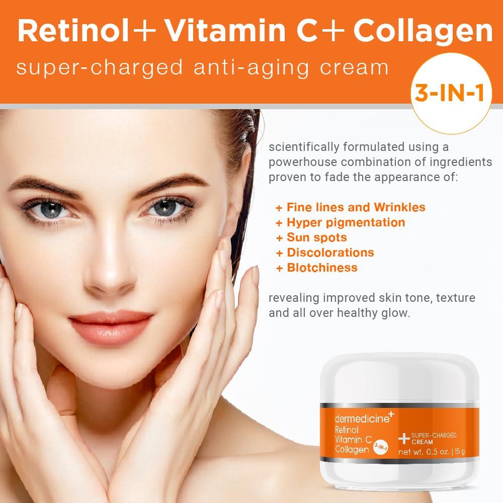 Crema Anti-Envejecimiento Dermedicine 14.79 ml - Retinol, Vitamina C y Colágeno