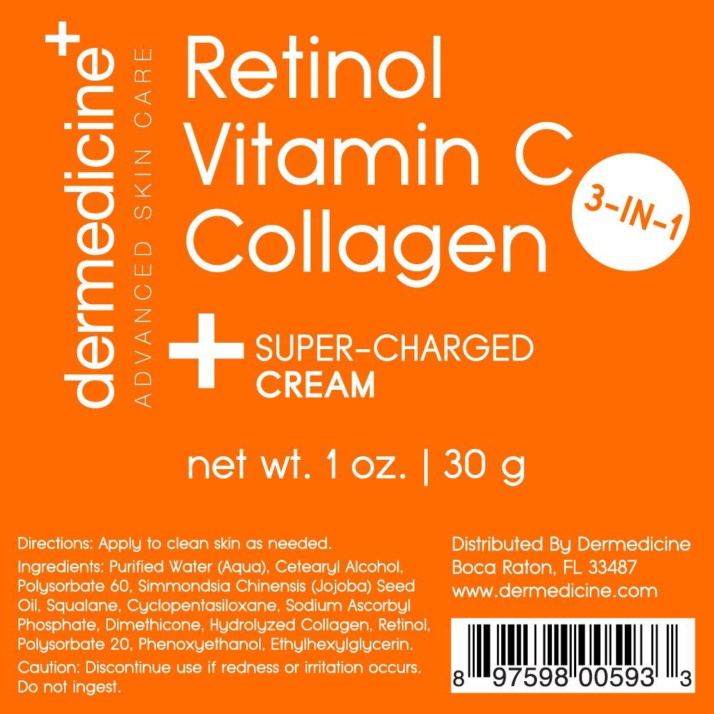 Crema Anti-Envejecimiento Dermedicine con Vitamina C, Retinol y Colágeno 28.35 ml