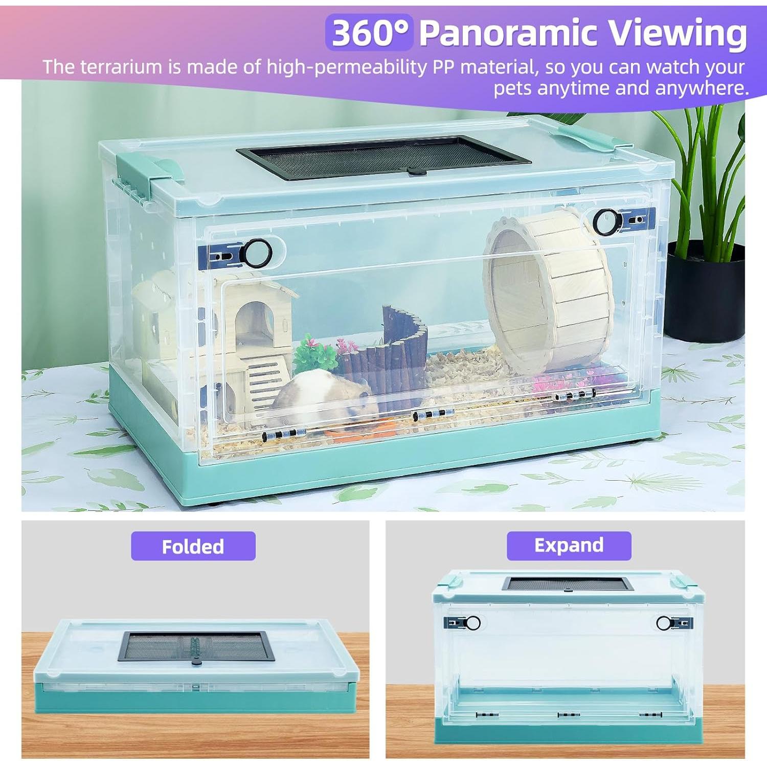 Jaula Plegable para Hámsters RunDuck Grande Azul 56x33x30cm