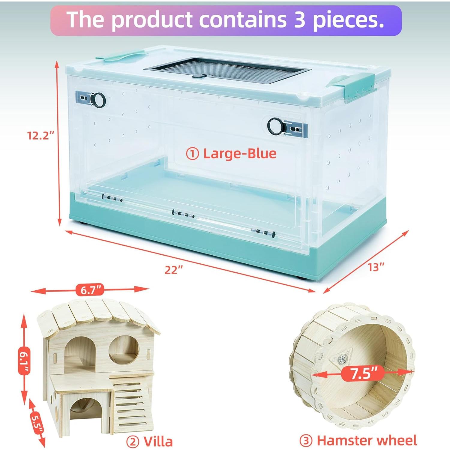 Jaula Plegable para Hámsters RunDuck Grande Azul 56x33x30cm