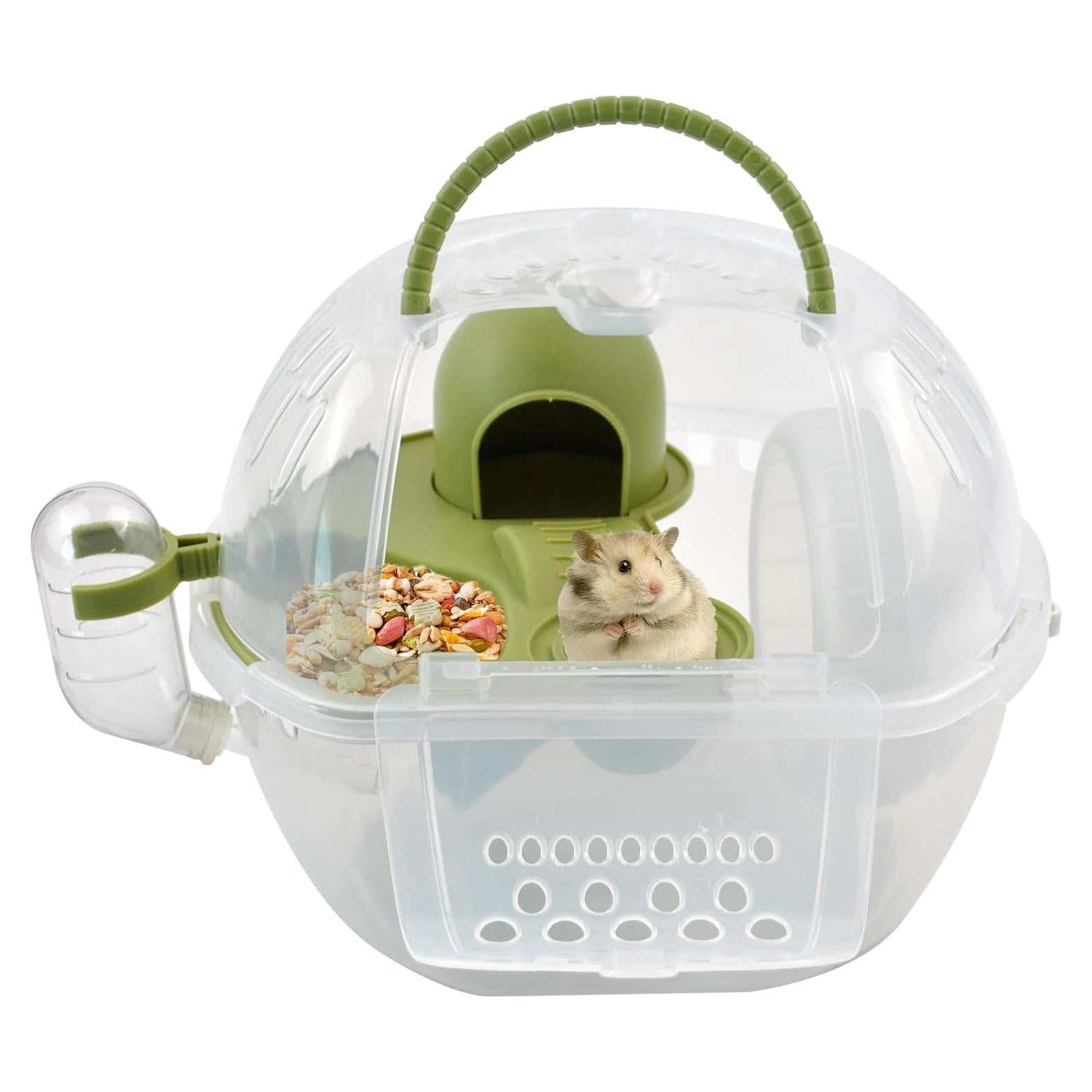 Transportador de Hámster Enano MUYG Verde 2 Niveles con Accesorios