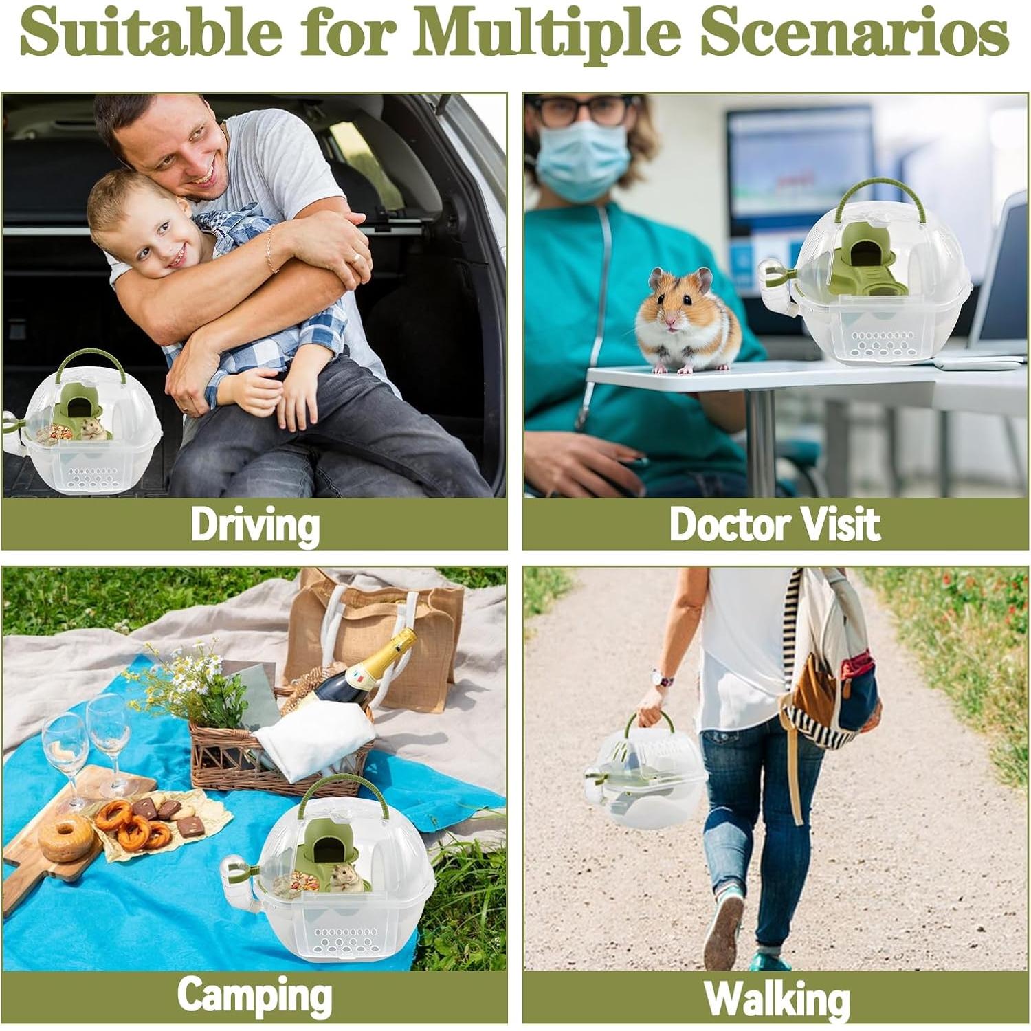 Transportador de Hámster Enano MUYG Verde 2 Niveles con Accesorios