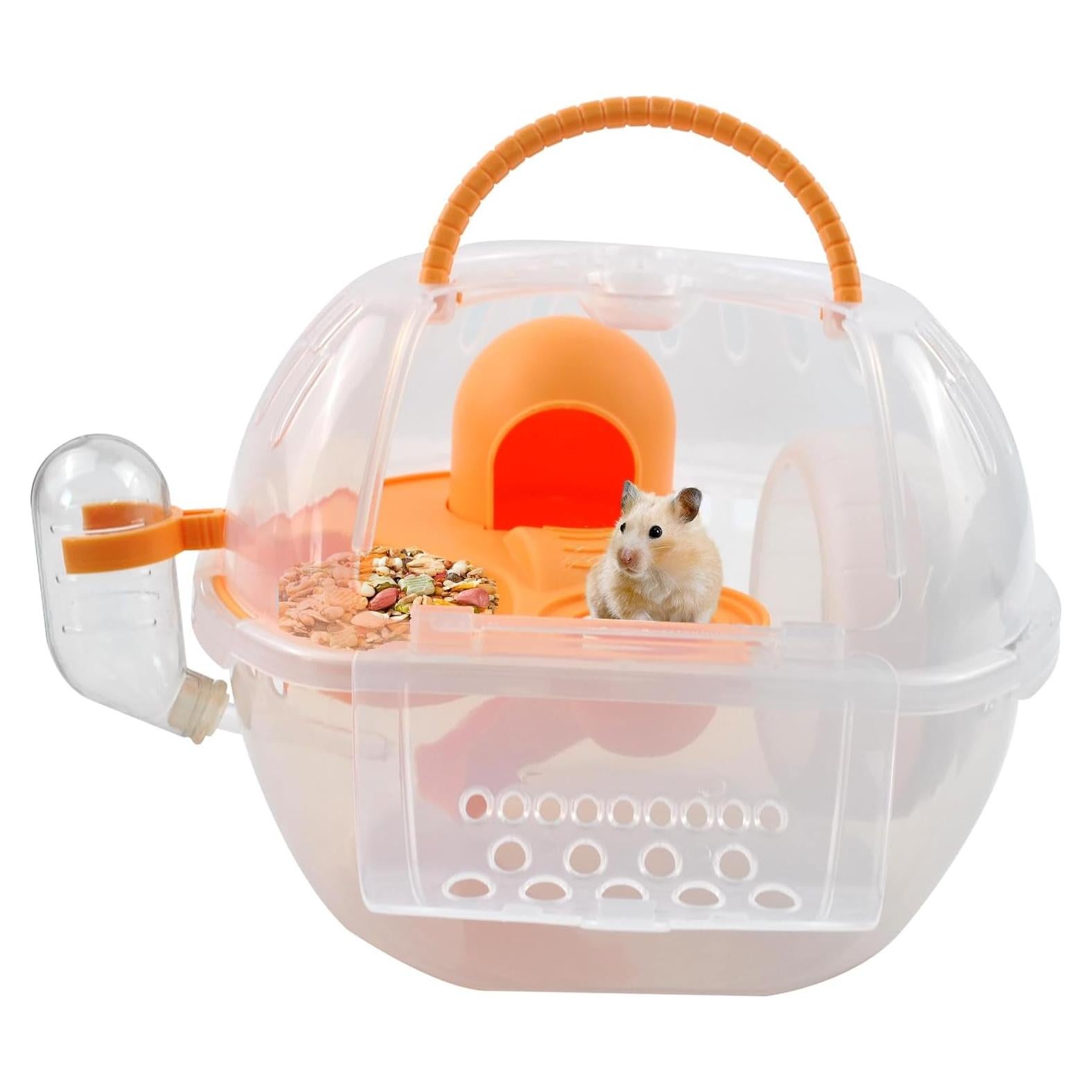 Transportador de Hámster MUYG Naranja 27x20x18 cm con Accesorios