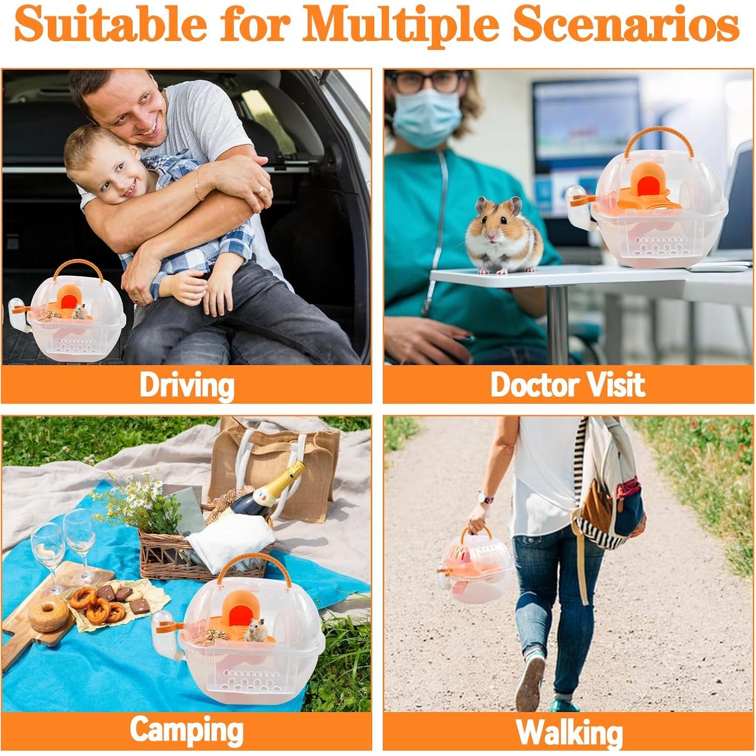 Transportador de Hámster MUYG Naranja 27x20x18 cm con Accesorios