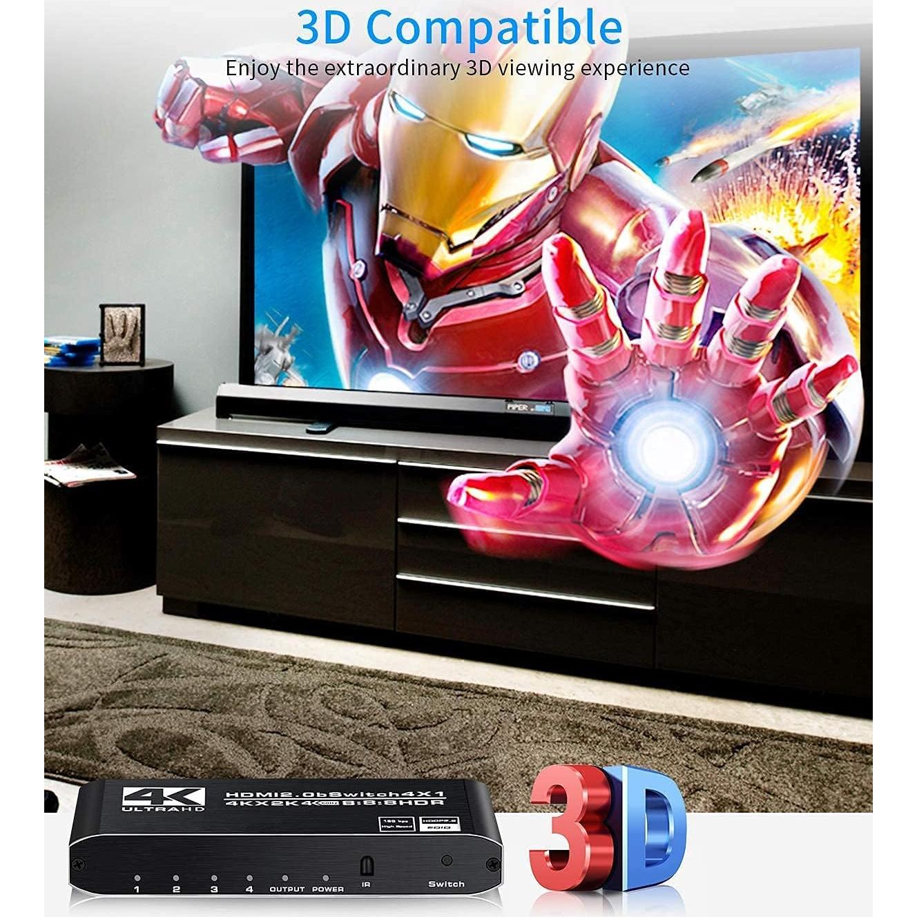 Conmutador HDMI 4K Koopman MOSOY 4 Puertos Control Remoto
