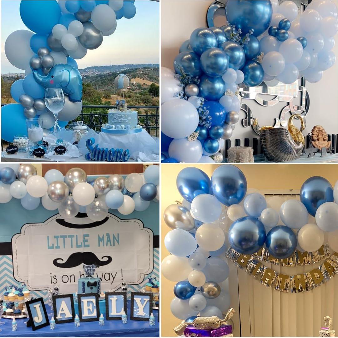 Kit de Globos Metálicos Azules 60Pcs 30Cm para Fiestas