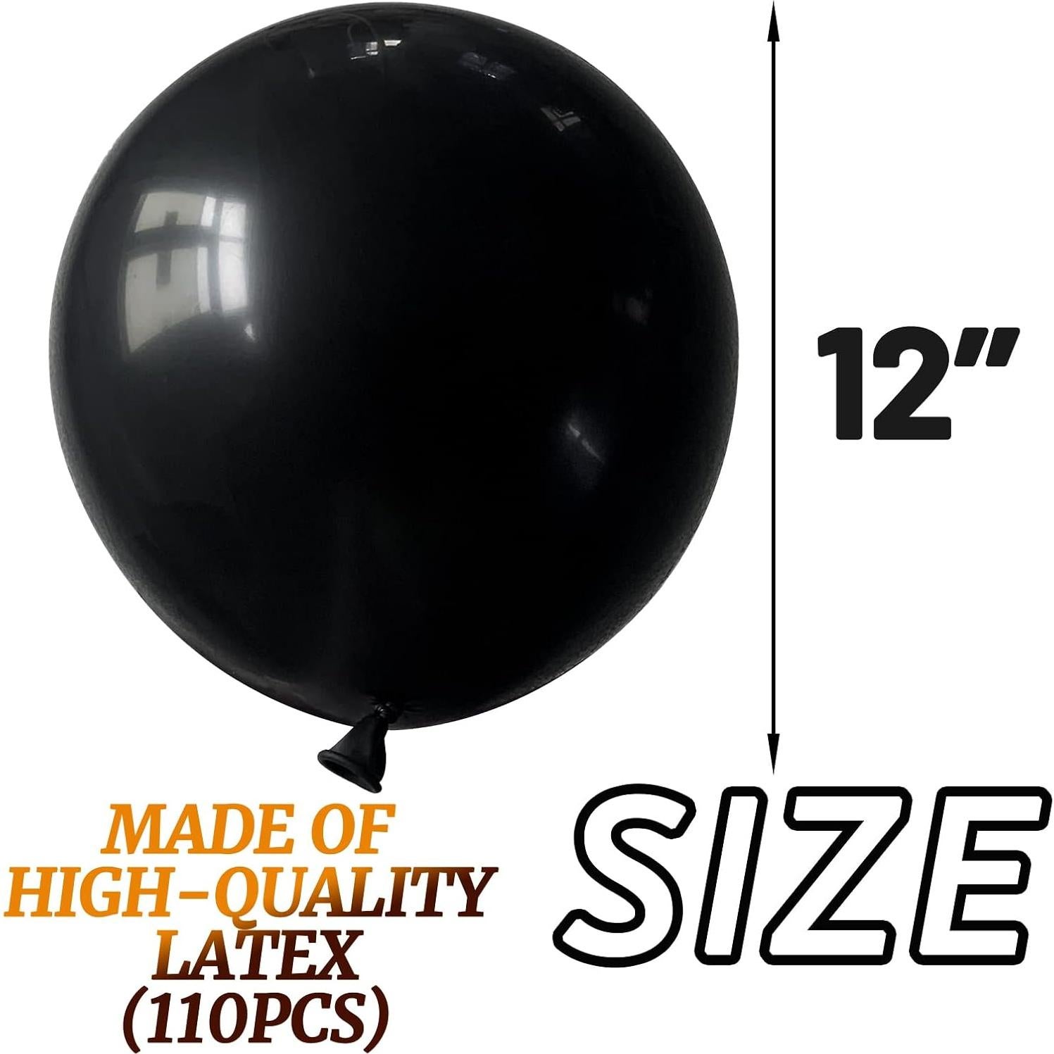 110 Globos Negros de Láttex 30 cm para Fiesta - KUULBELA
