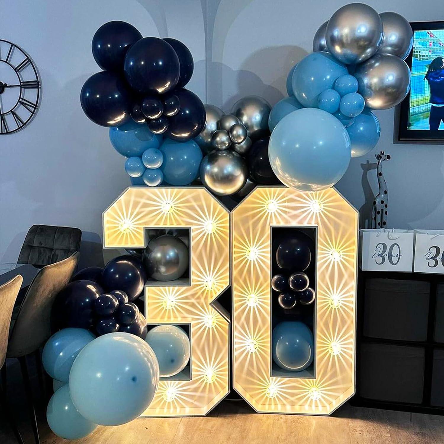 Conjunto de Globos Azul Plateado TAOYE 35 Piezas 12 Pulgadas