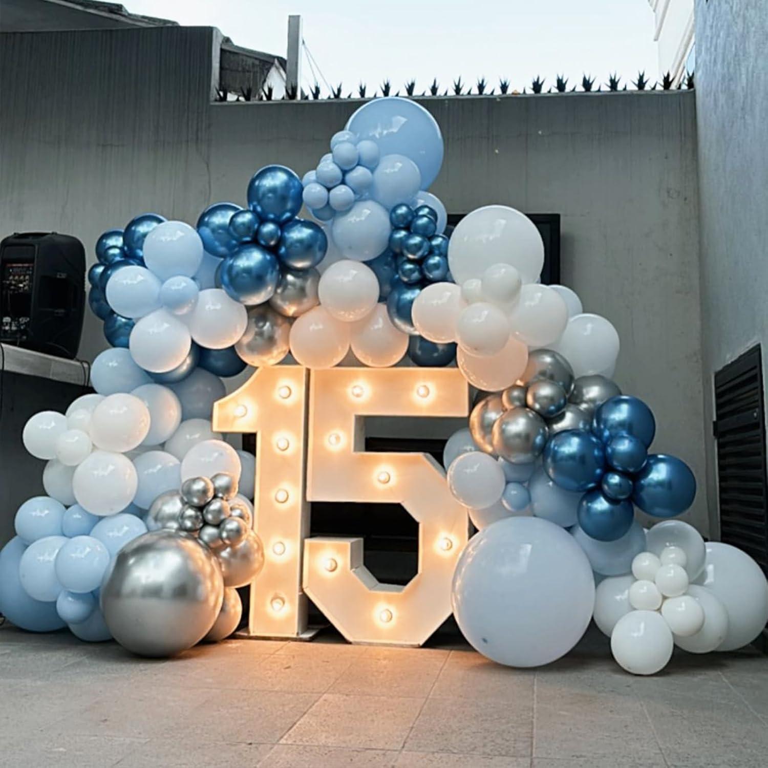 Conjunto de Globos Azul Plateado TAOYE 35 Piezas 12 Pulgadas