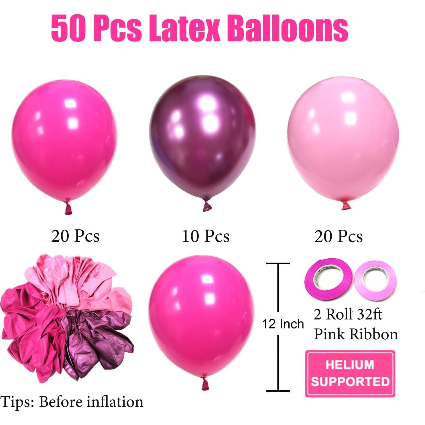 Globos Rosa Chicle y Metálicos Aiwolf 50 Pcs 30.48 cm