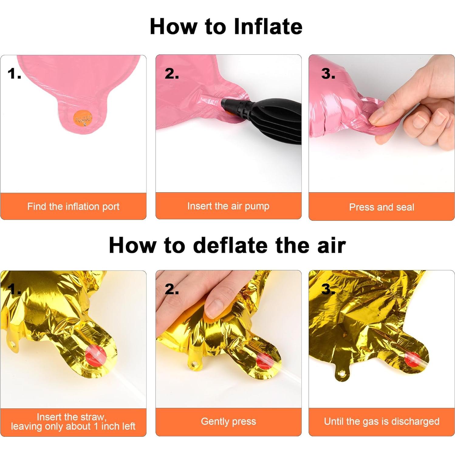 53 Globos de Letras Doradas 40 cm con Bomba para Fiesta