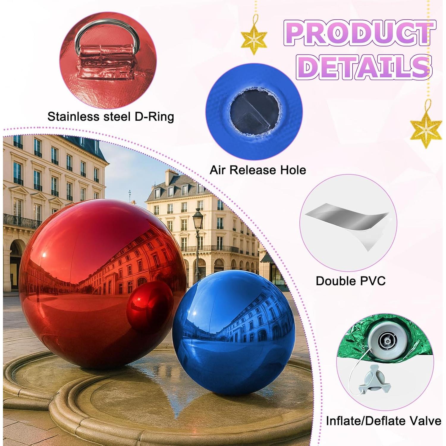 Conjunto de 6 Bolas de Espejo Inflables VEBESYET con Bomba Eléctrica