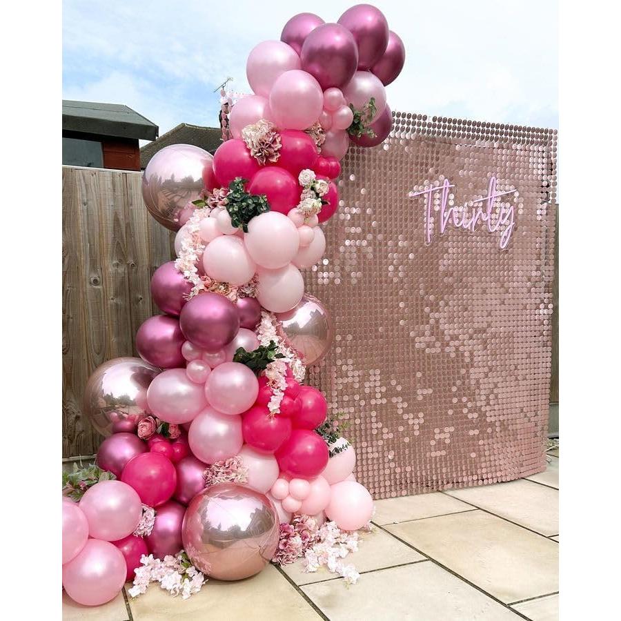 Juego de Globos Rosa Bezente 60pcs 30cm Metálico y Pastel
