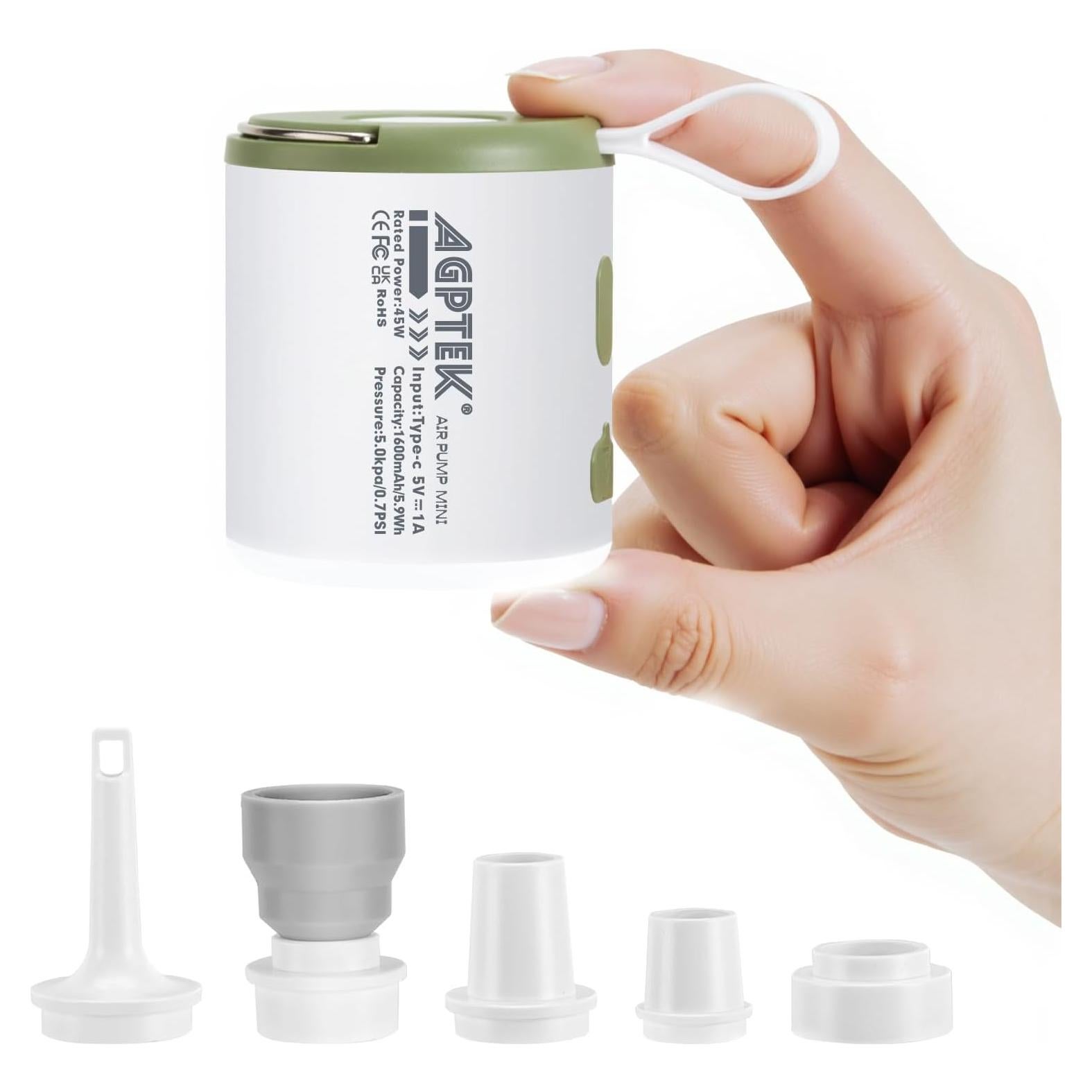 Bomba de Aire Eléctrica Portátil AGPTEK 5.5kPa 1600mAh Verde