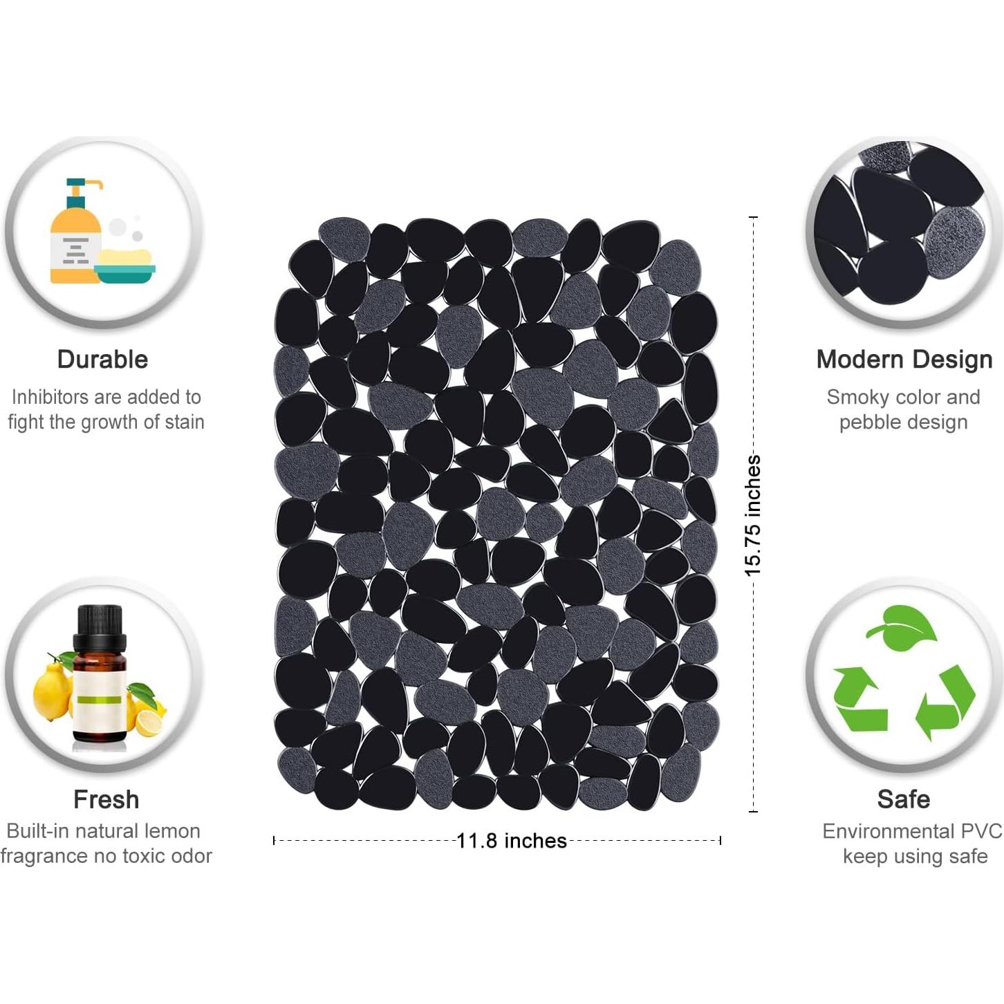 Alfombrilla de Fregadero Bligli 40x30 cm PVC Negro - 2 Piezas