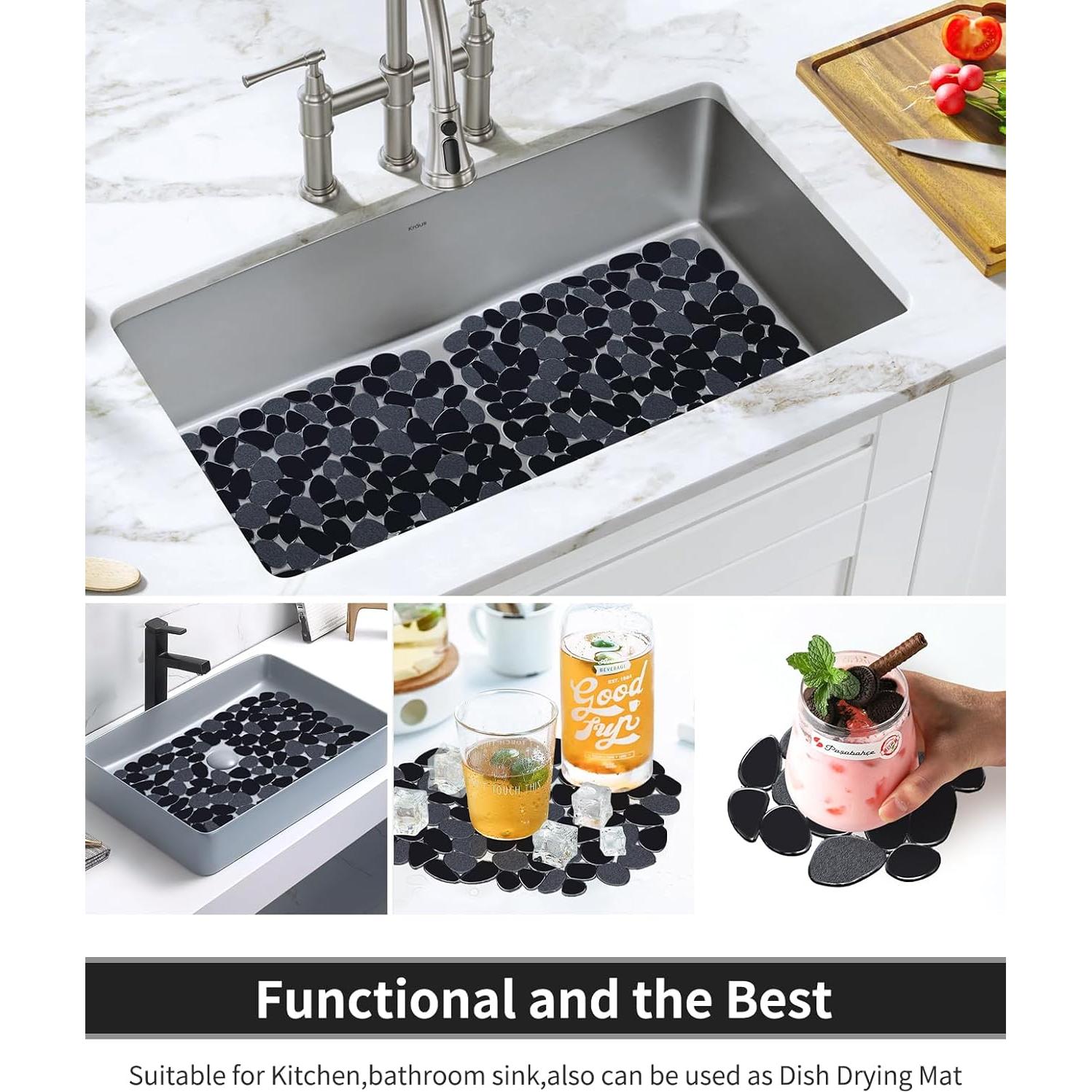 Alfombrilla de Fregadero Bligli 40x30 cm PVC Negro - 2 Piezas