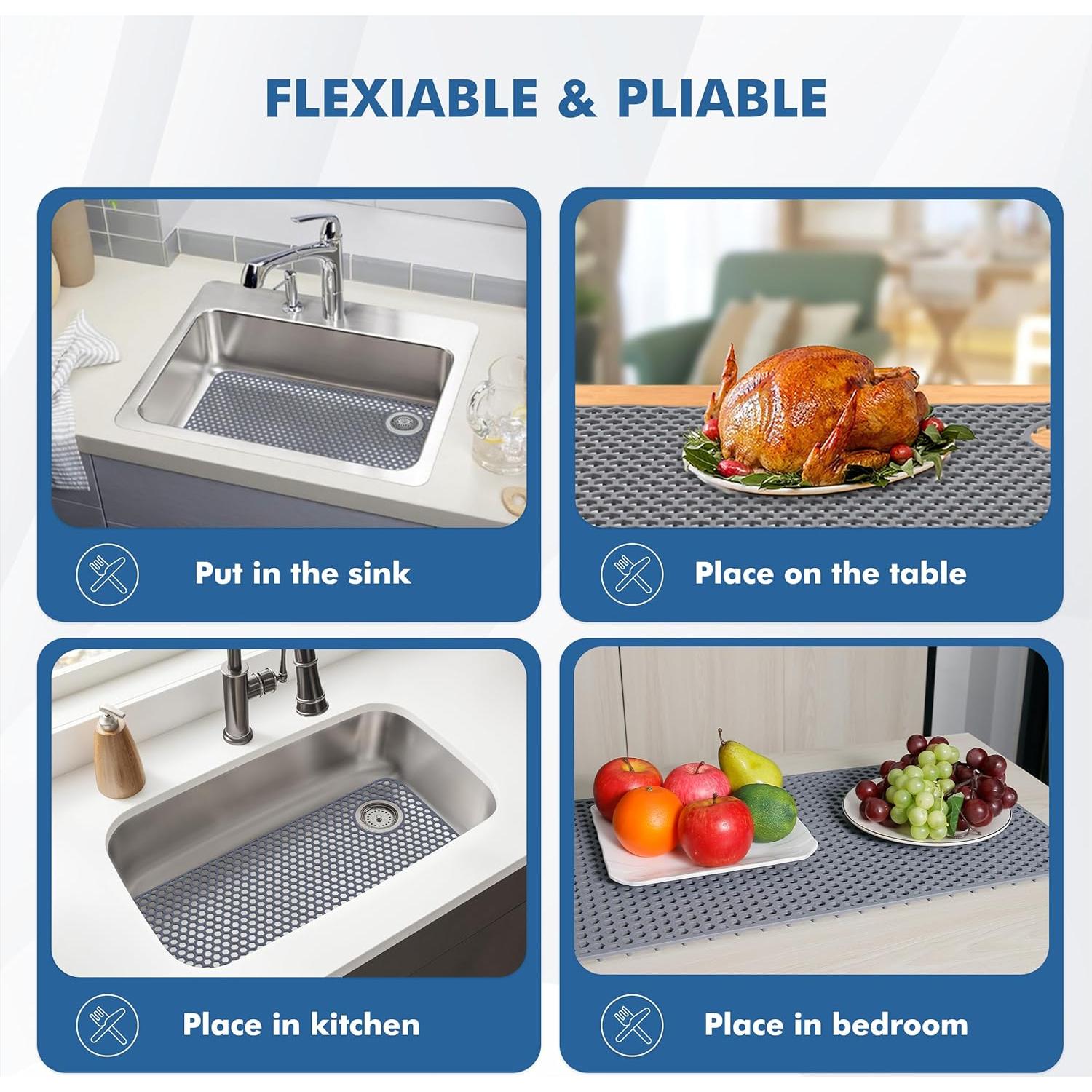 Alfombrilla de Fregadero de Silicona Bestjing 72.1x36.3cm Gris