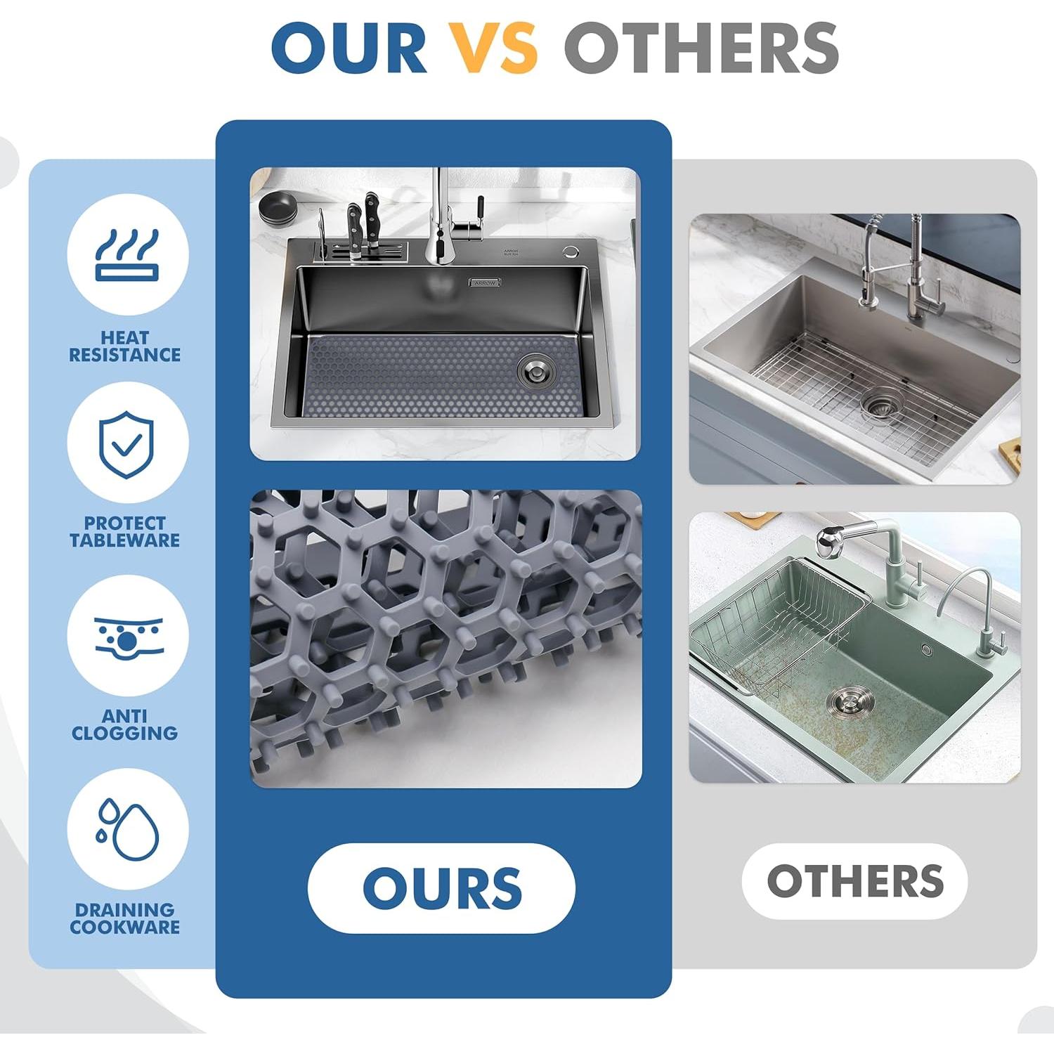 Alfombrilla de Fregadero de Silicona Bestjing 72.1x36.3cm Gris