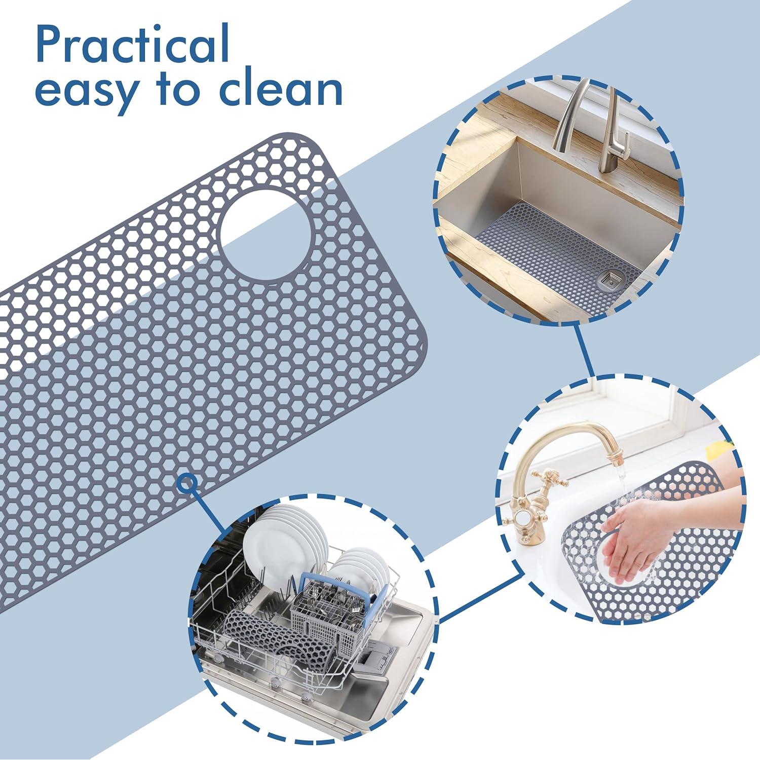 Alfombrilla de Fregadero de Silicona Bestjing 72.1x36.3cm Gris