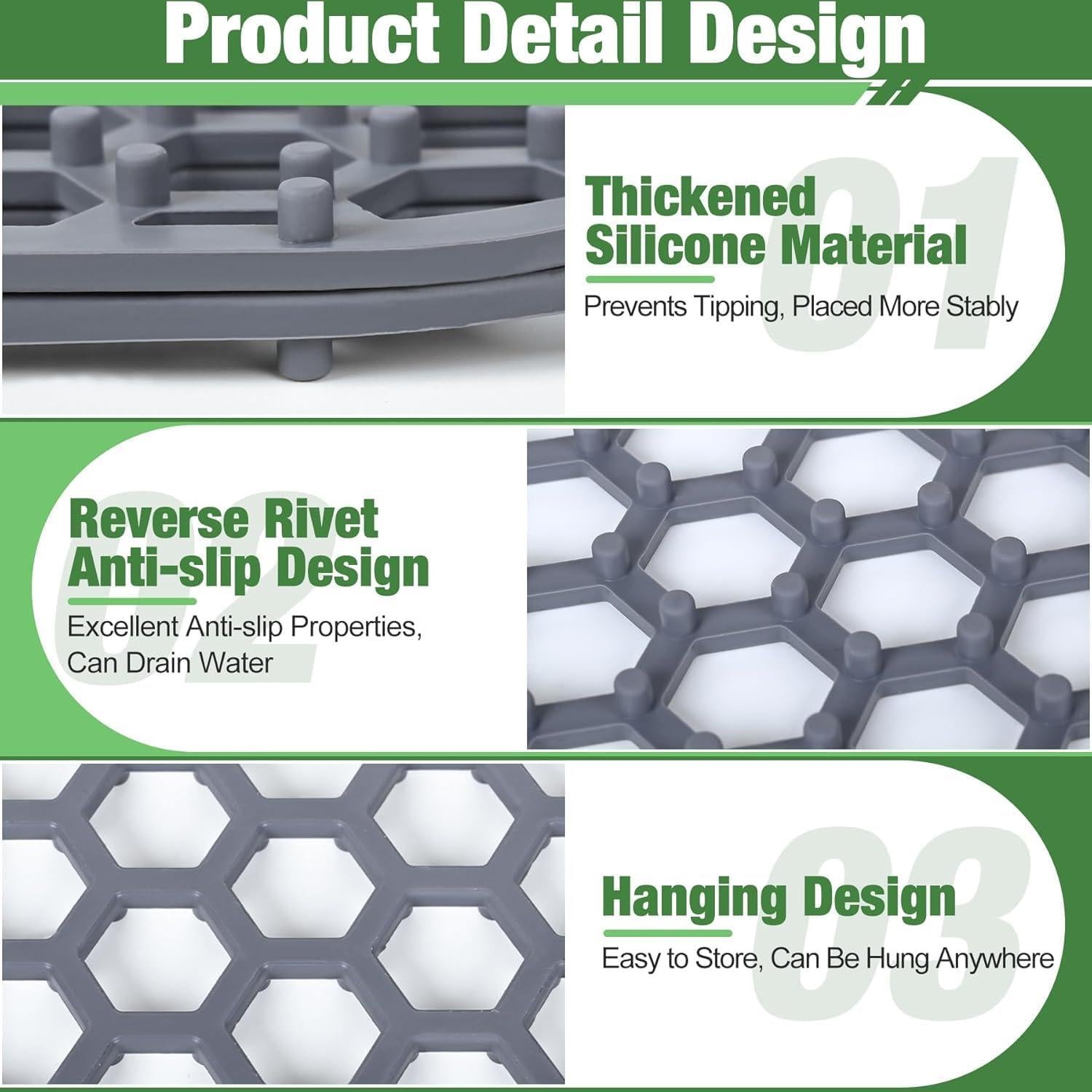 Alfombrilla de Fregadero de Silicona Inchoco 66x35.5cm Gris