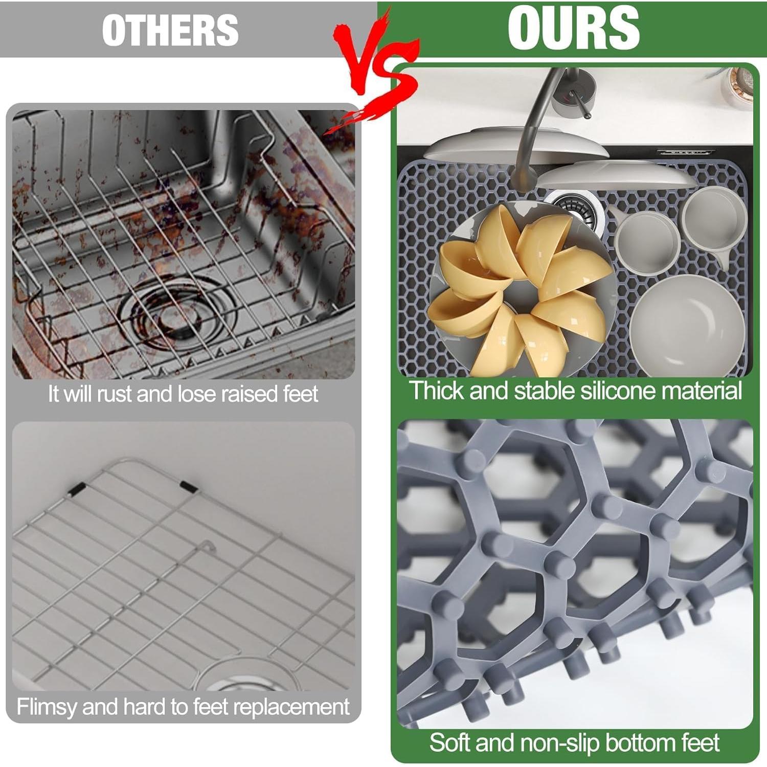 Alfombrilla de Fregadero de Silicona Inchoco 66x35.5cm Gris