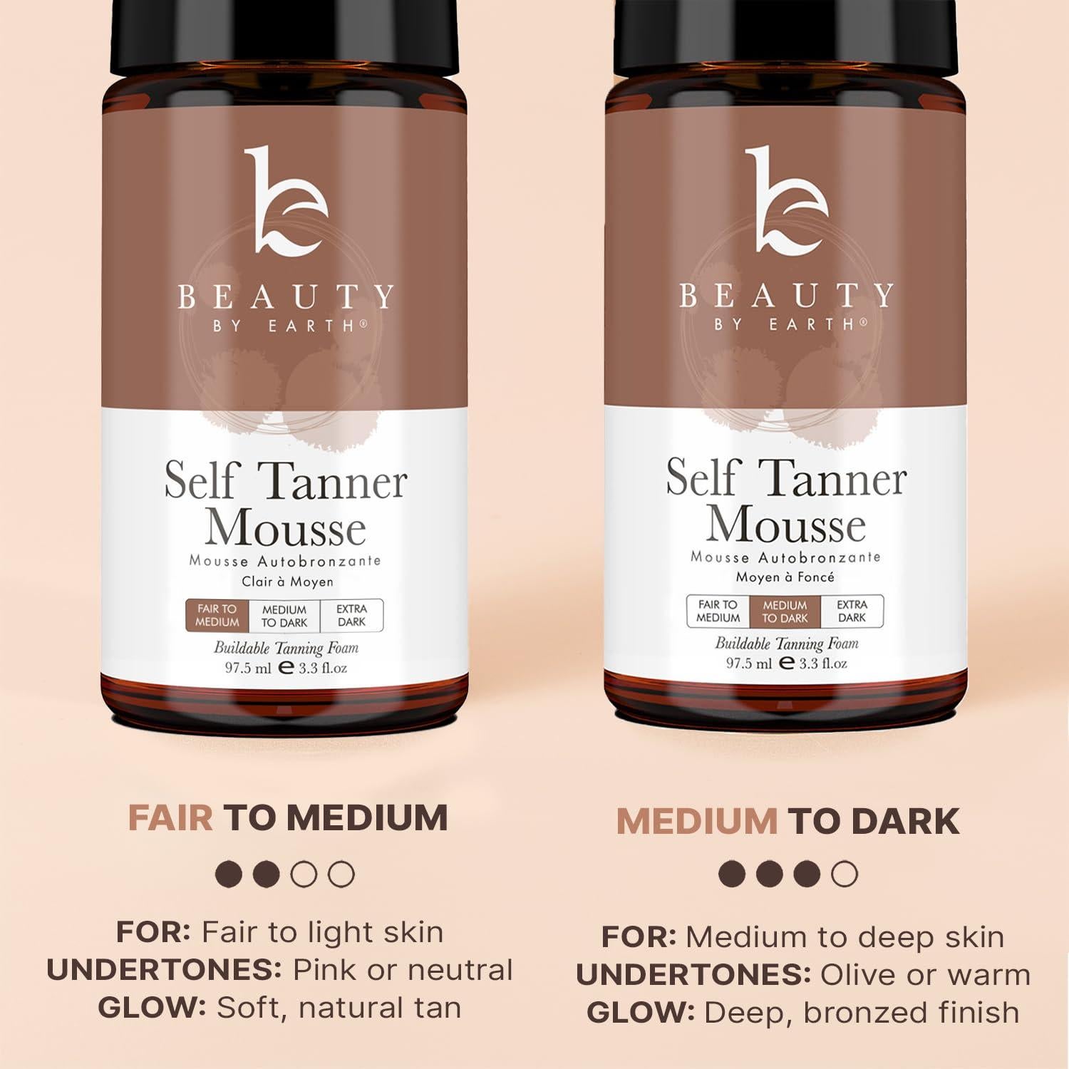 Self Tanner Mousse - USA Made with Natural & Organic Ingredients, Self Tanning Mousse for Fake Tan, Sunless Tanner for Pale Skin, Clear & Non Toxic Tanning Foam for Streak Free Finish, No Orange Color