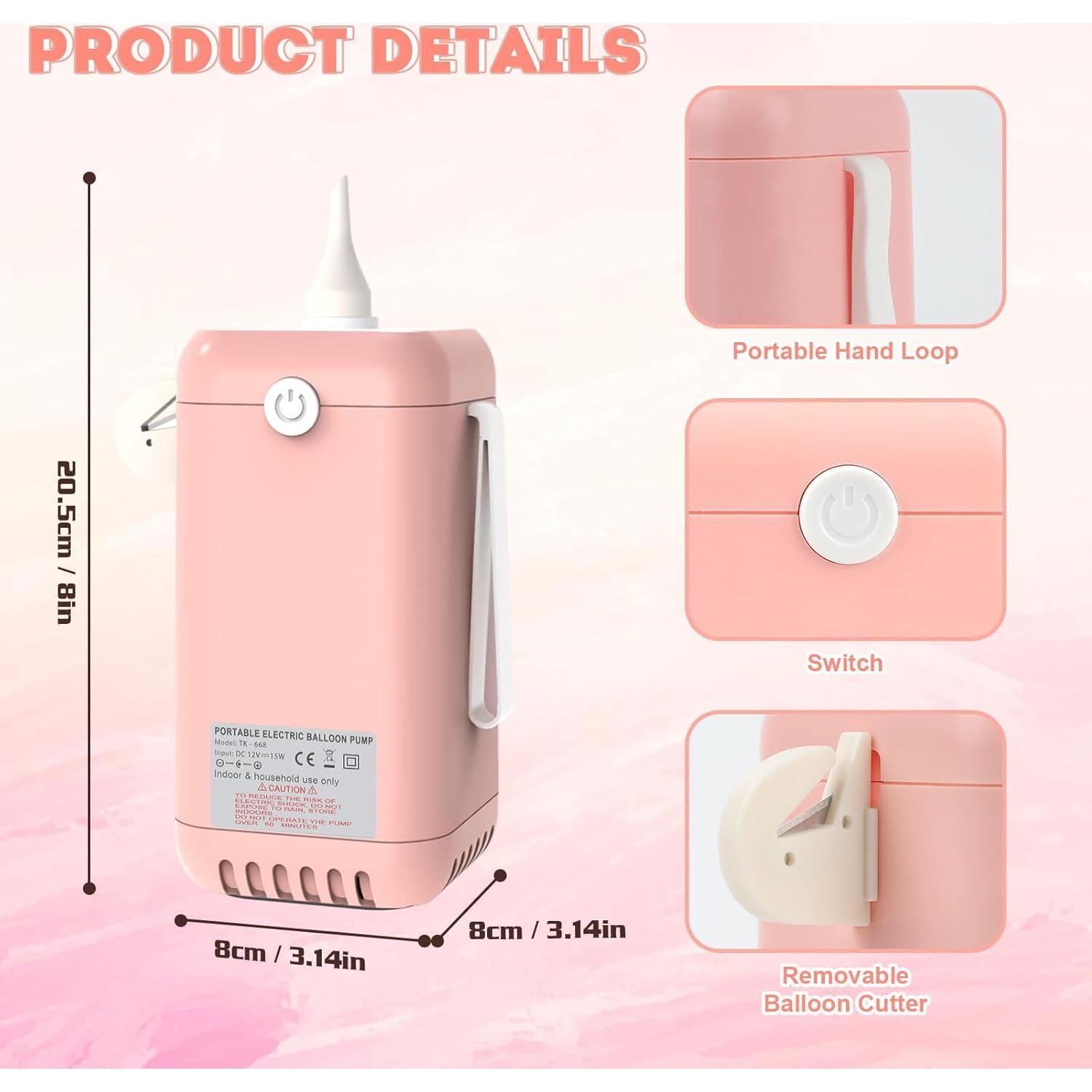 Bomba de aire eléctrica AXHJ 2 en 1 para globos y pelotas