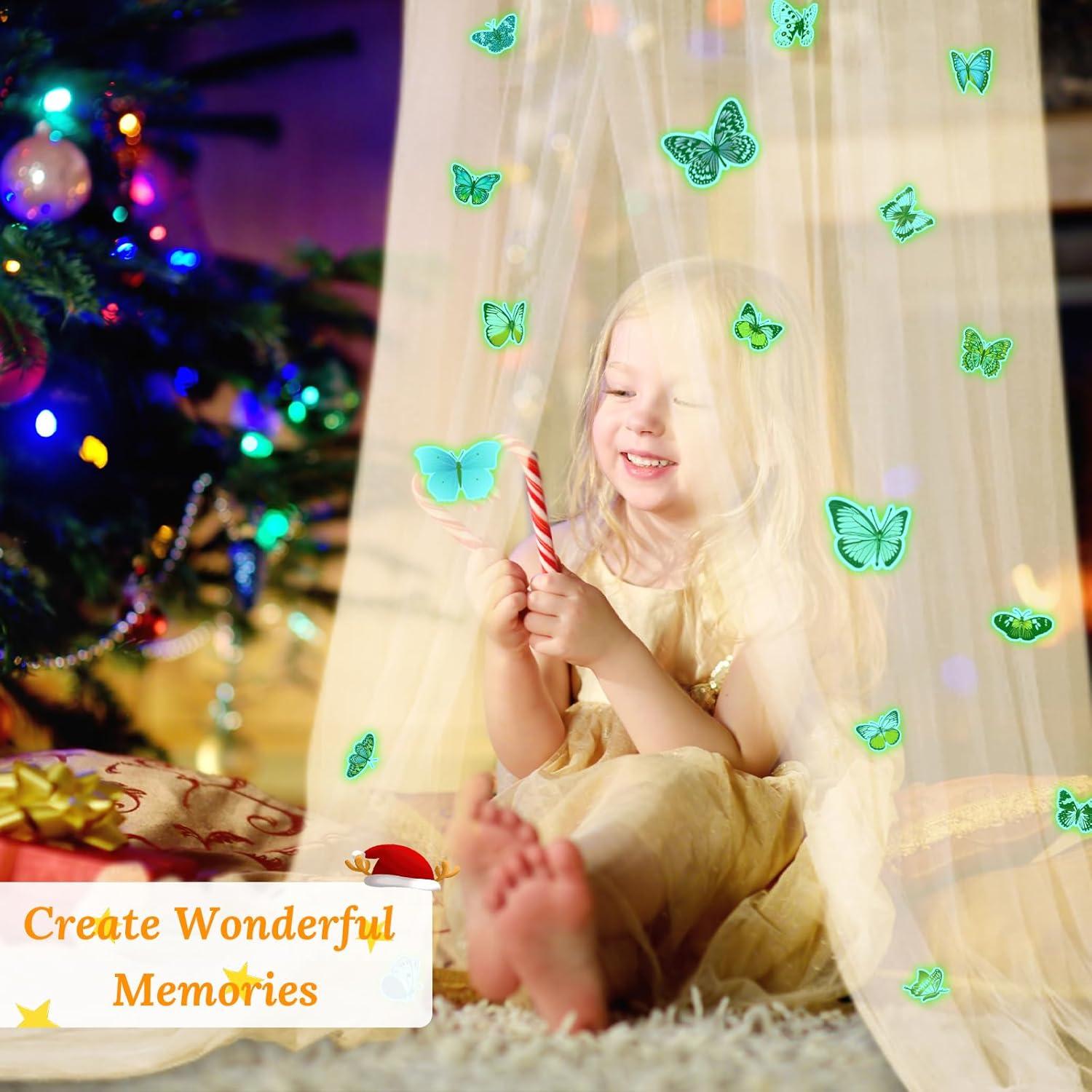 Dosel de Cama Beige Sur a Este con Mariposas Brillantes 200x200cm