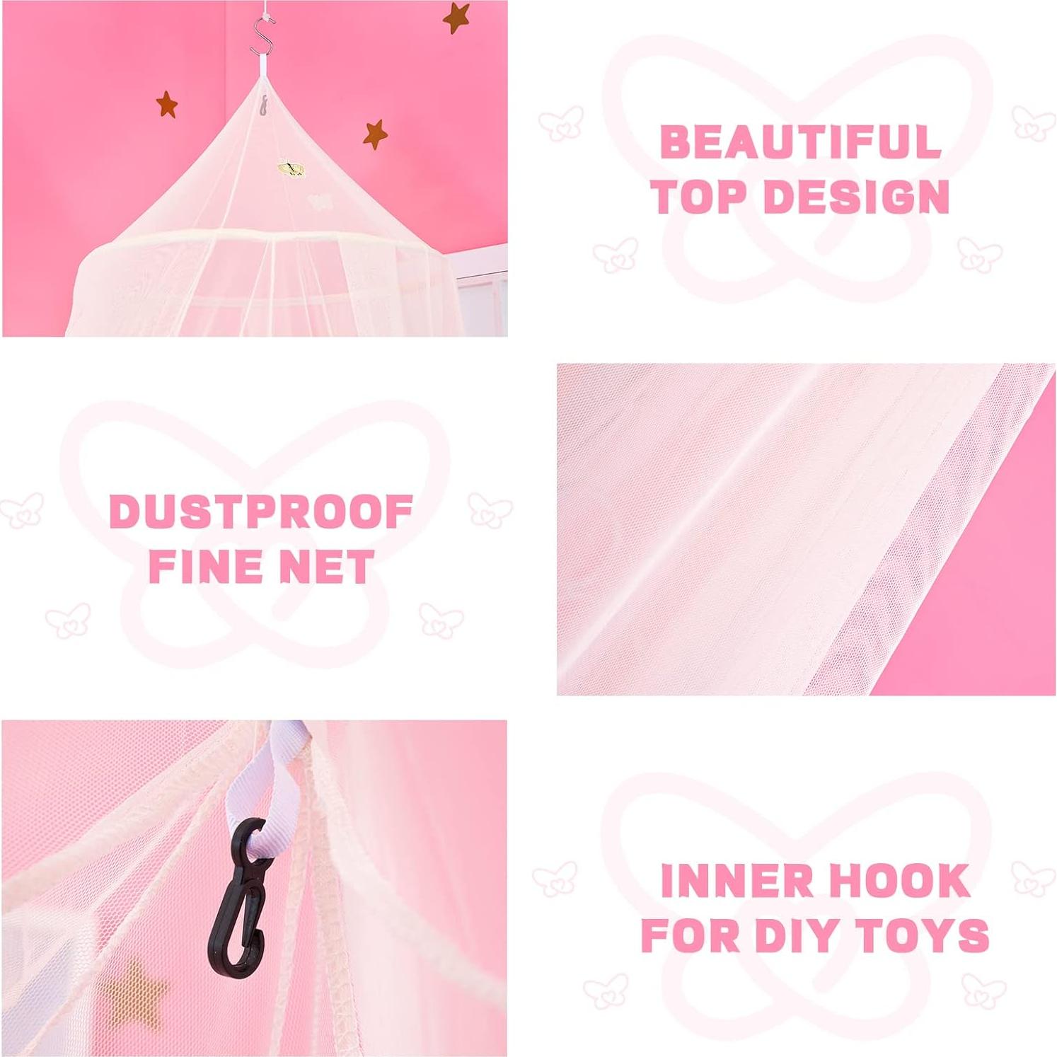 Dosel de Cama Beige Sur a Este con Mariposas Brillantes 200x200cm