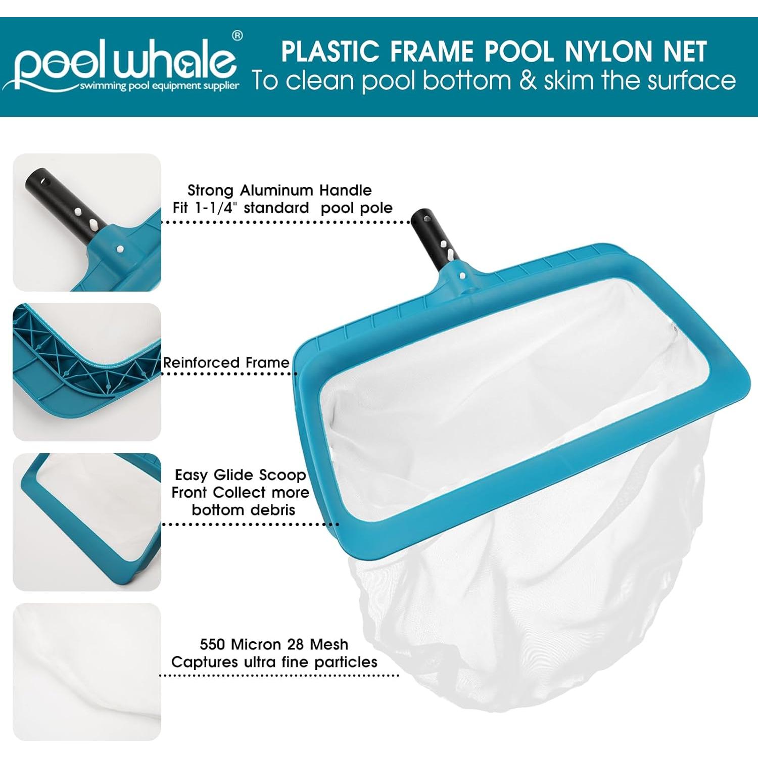 Skimmer de Piscina POOLWHALE con Bolsa de Nylon Ultra Fina
