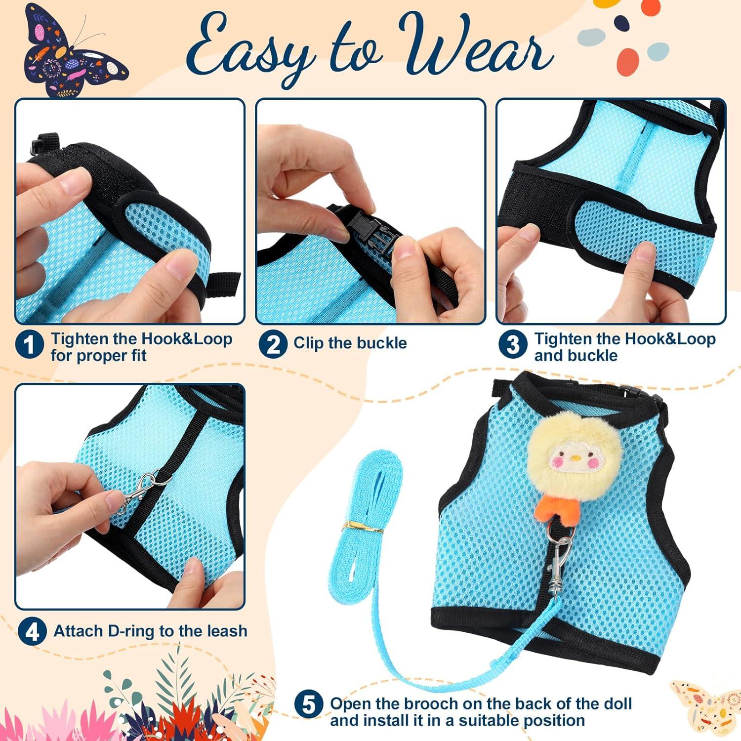 Conjunto Arnés y Correa para Conejos Bunnycool Azul Claro