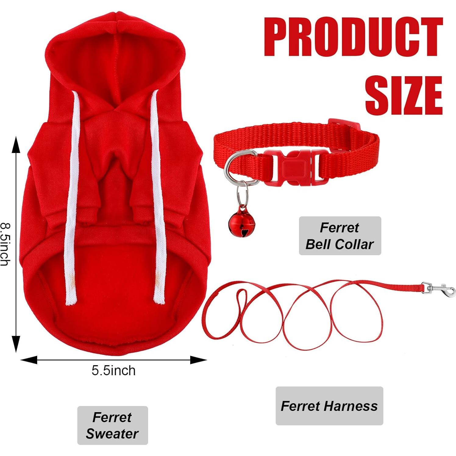 Accesorios para Hurones Cunno - Sudadera, Collar y Arnés Rojo