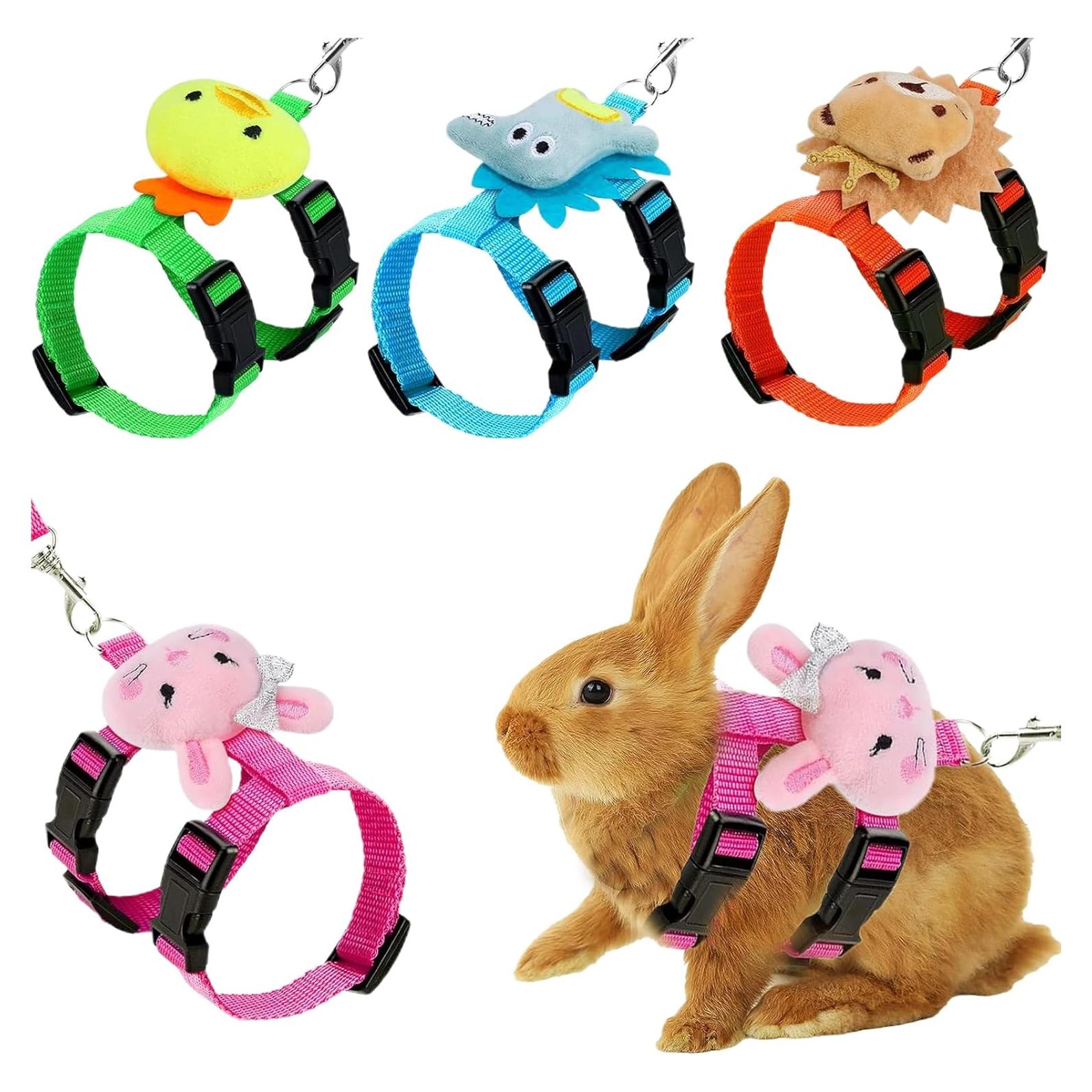 Juego de 4 Arnés y Correa Ajustable para Mascotas Pequeñas