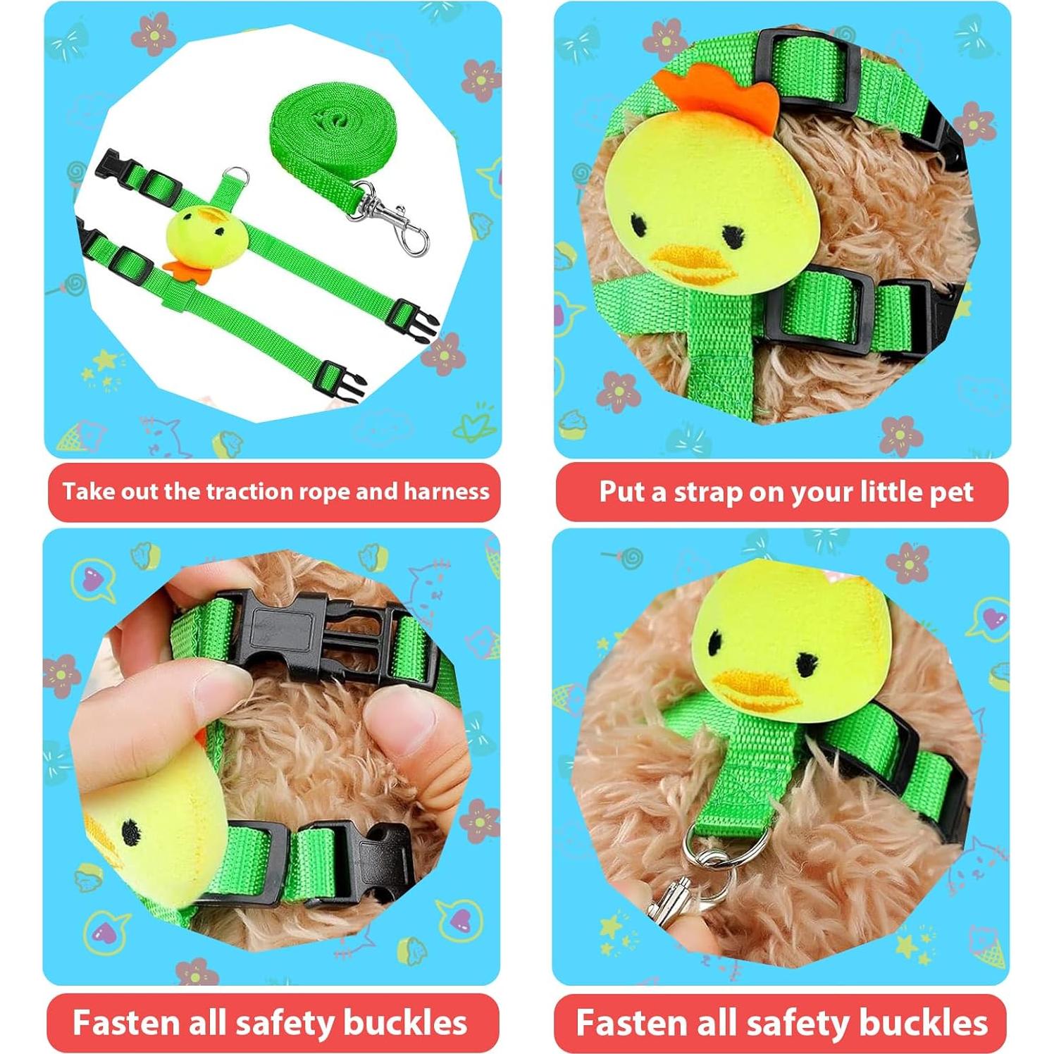 Juego de 4 Arnés y Correa Ajustable para Mascotas Pequeñas