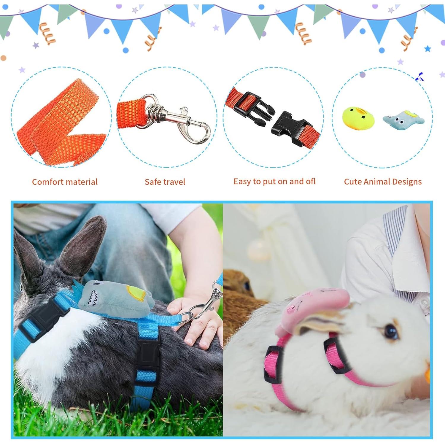 Juego de 4 Arnés y Correa Ajustable para Mascotas Pequeñas