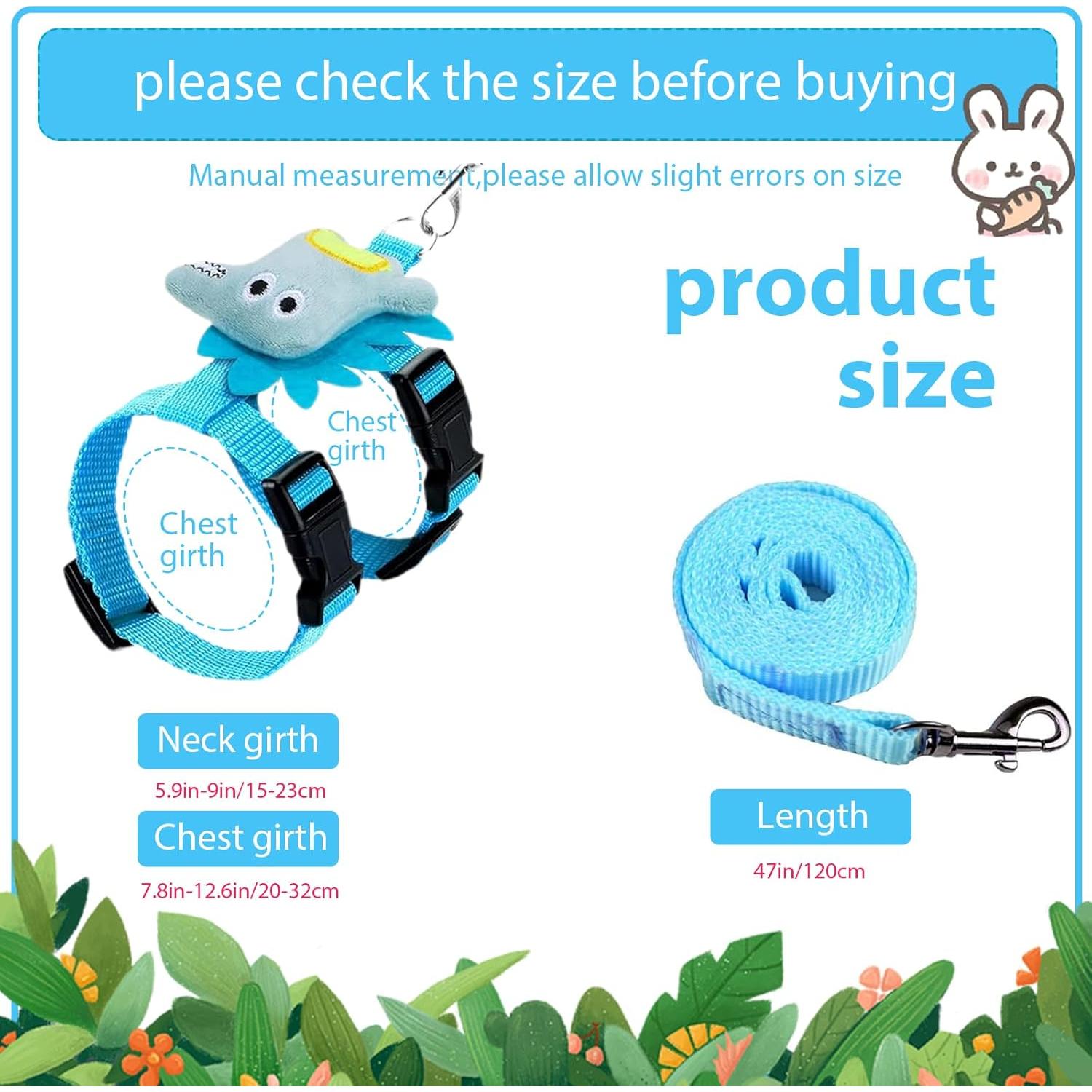 Juego de 4 Arnés y Correa Ajustable para Mascotas Pequeñas