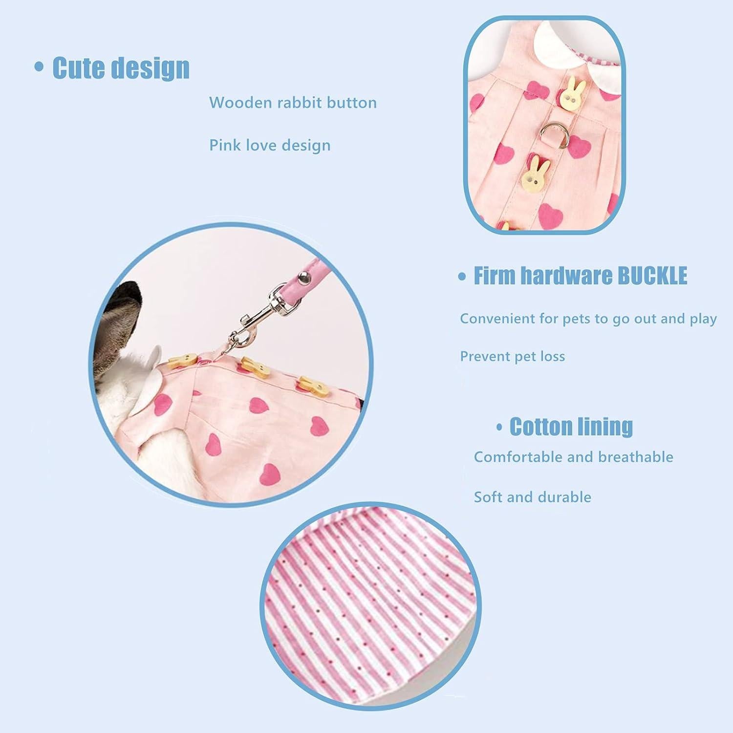 Ropa para Conejos Kcjuoam con Arnés y Correa Rosa Mediano