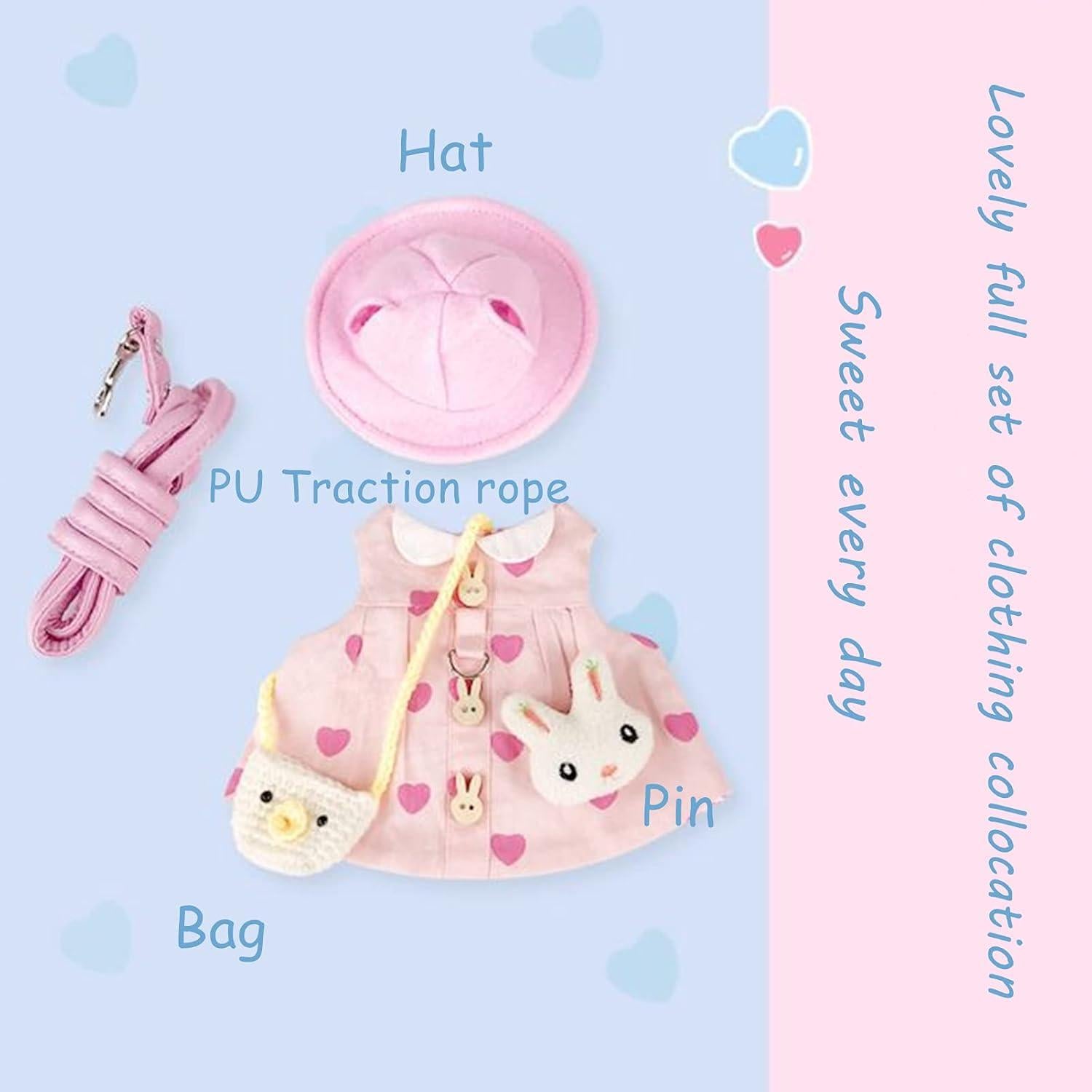 Ropa para Conejos Kcjuoam con Arnés y Correa Rosa Mediano