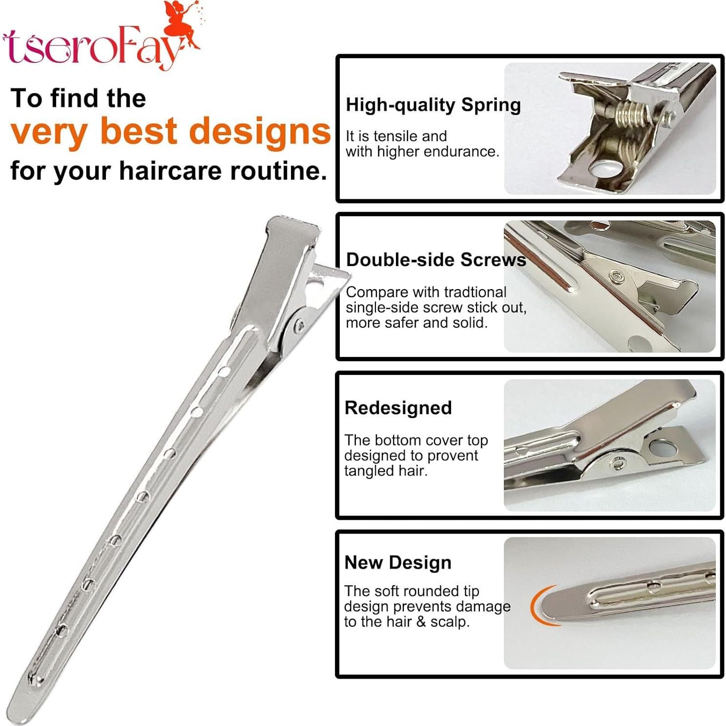 Clips de Pico de Patos Metálicos TseroFay 24 PZS para Cabello