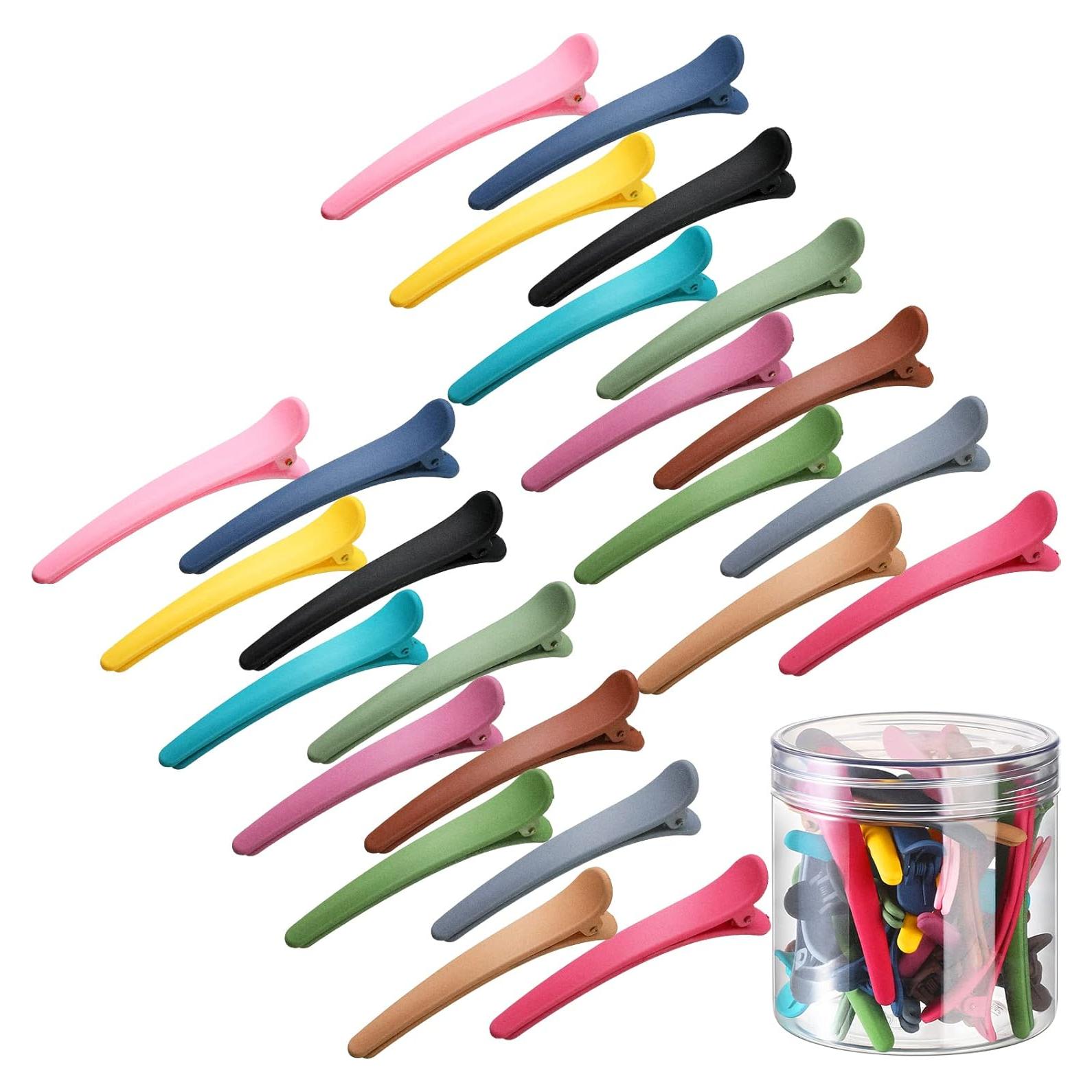 Clips de Cabello Geosar 24 Pcs Pico de Pato Coloridos 7.5 cm