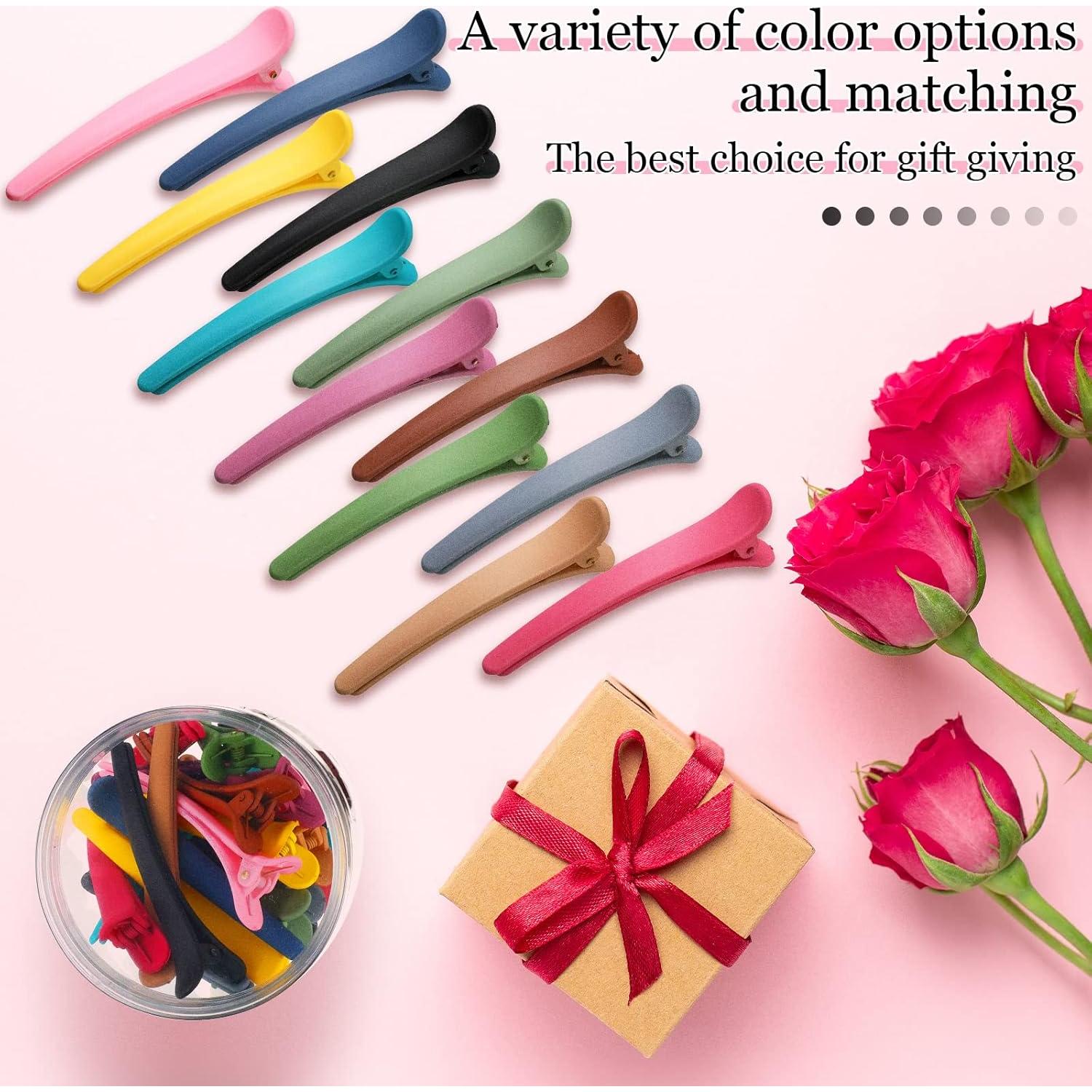 Clips de Cabello Geosar 24 Pcs Pico de Pato Coloridos 7.5 cm