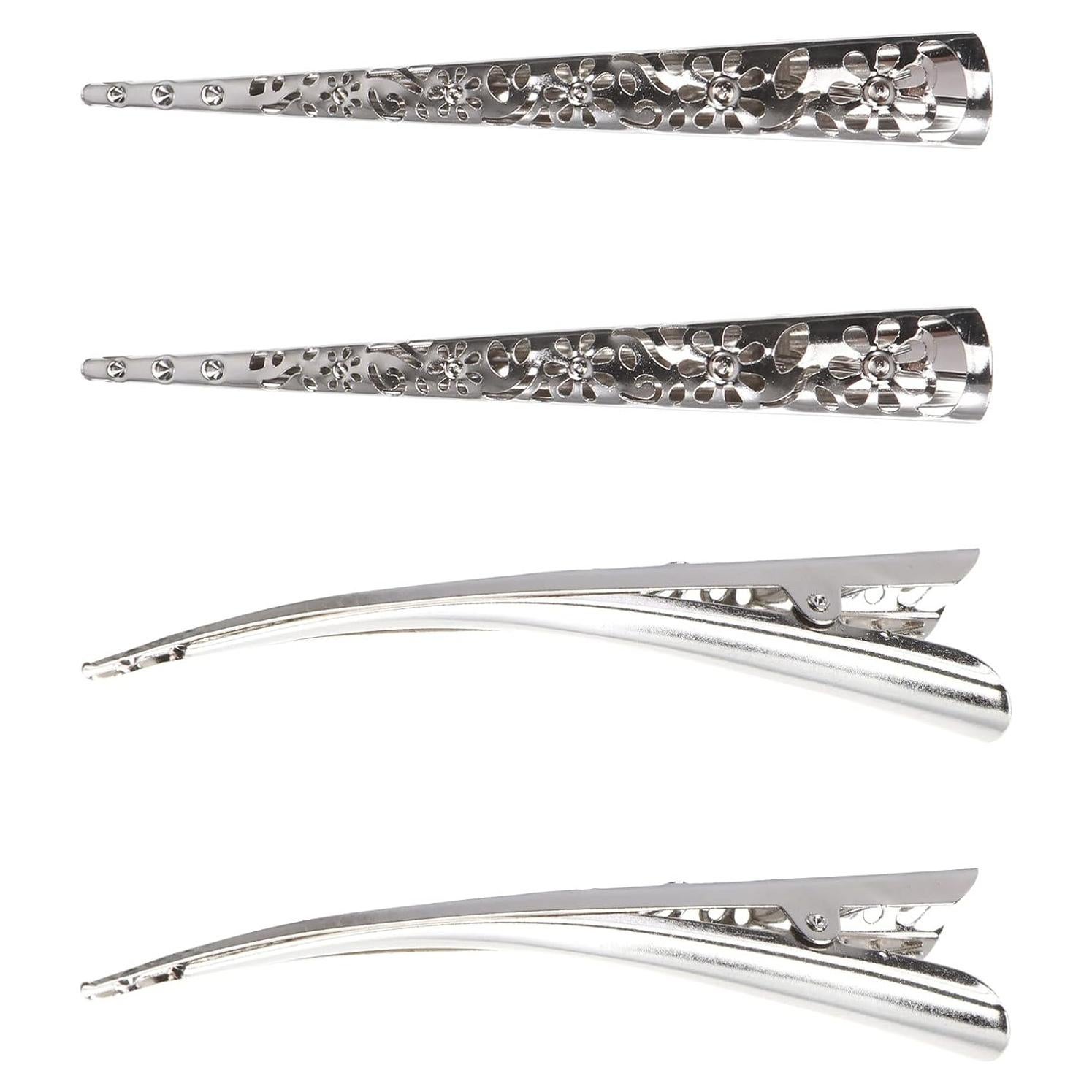4 Clips de Pelo de Metal Beaupretty, Diseño Hueco, Plata