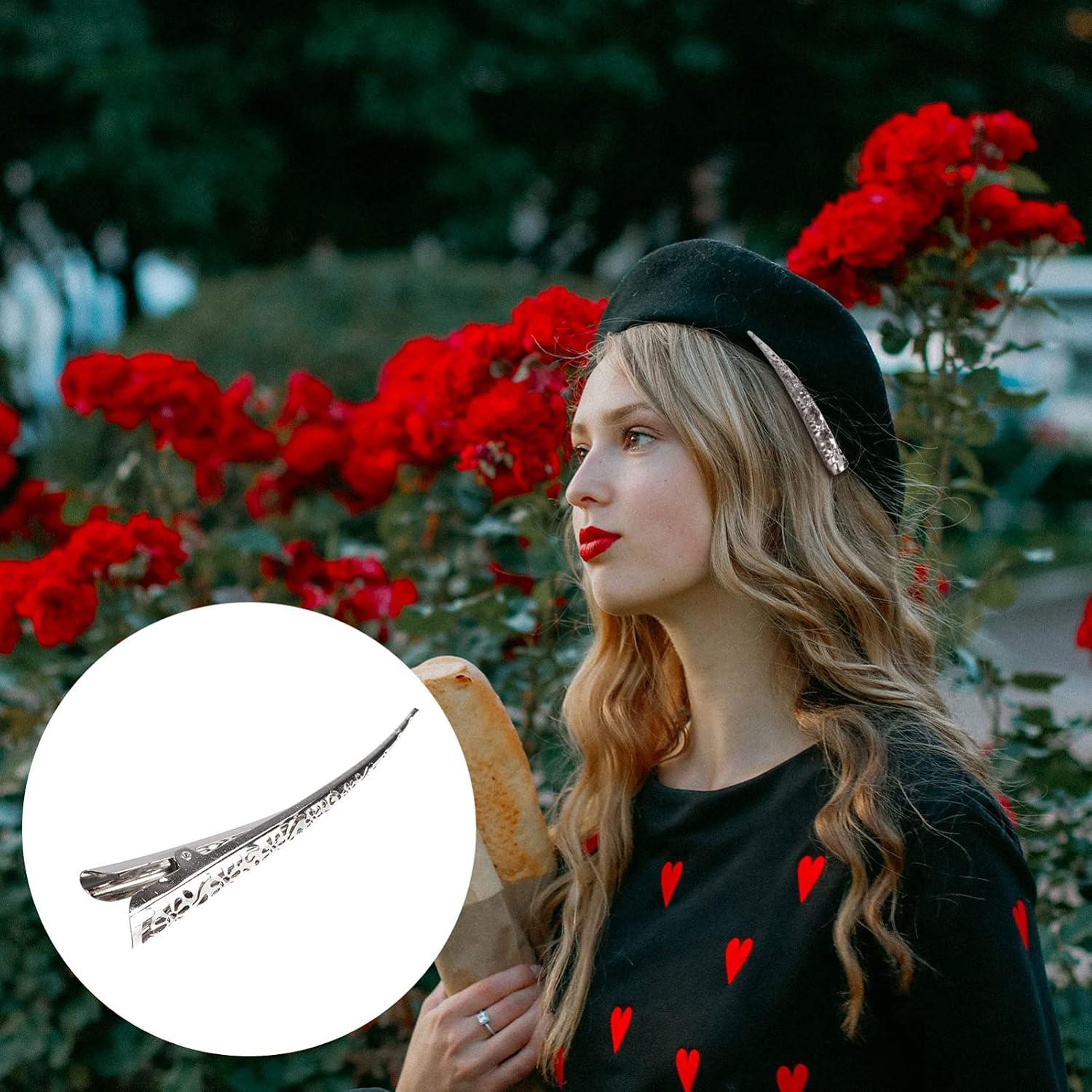 4 Clips de Pelo de Metal Beaupretty, Diseño Hueco, Plata