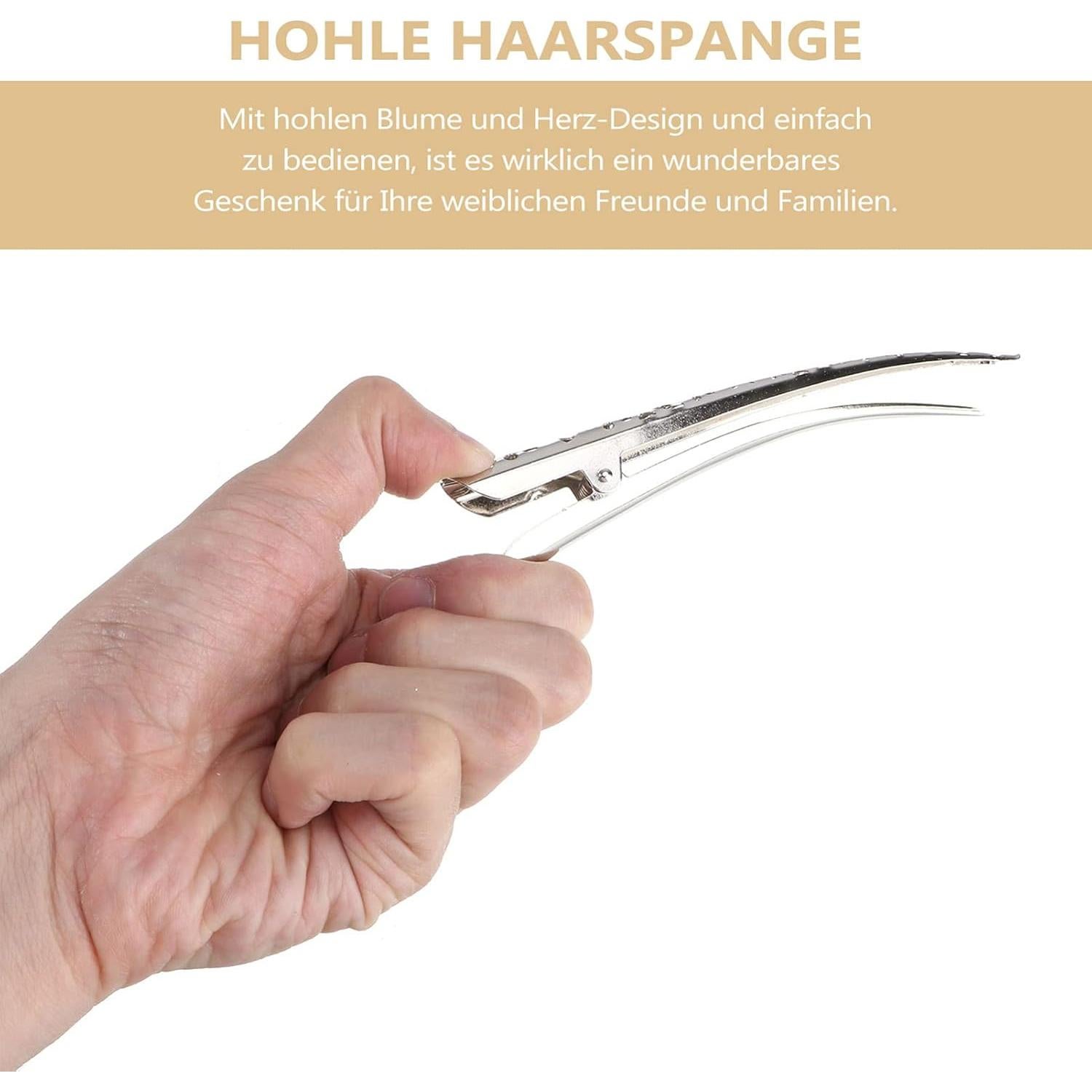 4 Clips de Pelo de Metal Beaupretty, Diseño Hueco, Plata