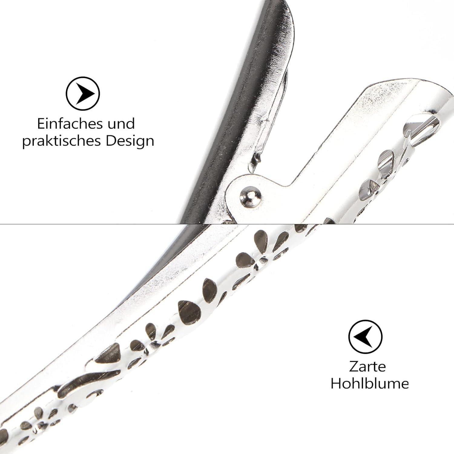 4 Clips de Pelo de Metal Beaupretty, Diseño Hueco, Plata